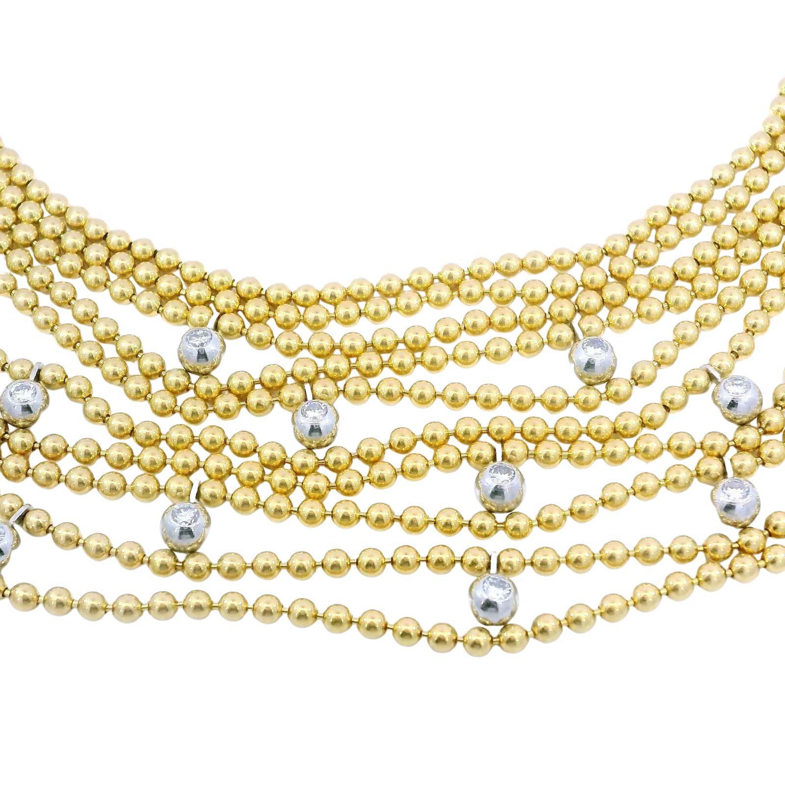 Cartier Draperie Collana di diamanti a 10 file in oro giallo 18 carati con scatola In condizioni ottime in vendita a Fairfield, CT
