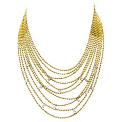 Cartier Draperie Diamond Necklace 10 Row 18K Yellow Gold With Box