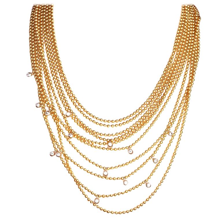 Cartier Draperie Diamond Two-Tone 18 Karat Gold Multi Strand Necklace