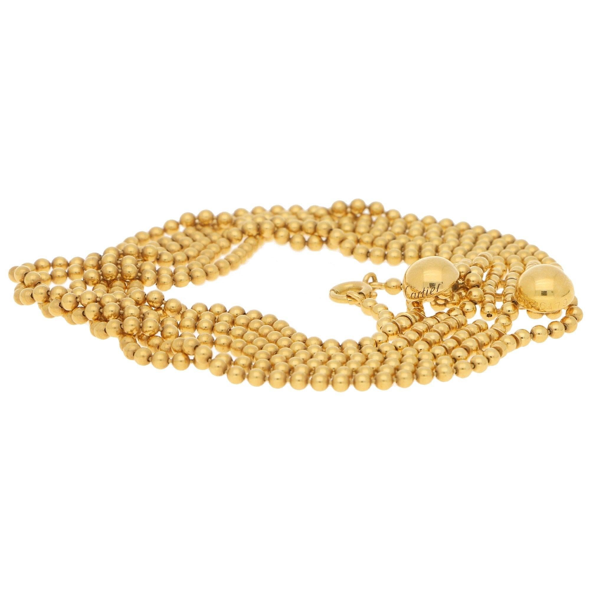 Cartier Draperie Six-Row Bead-Link Bracelet in Yellow Gold, 1990s In Excellent Condition In London, GB