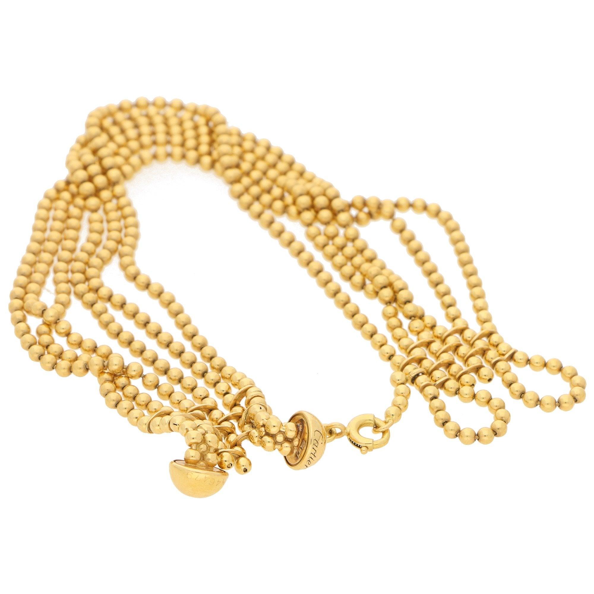 Women's or Men's Cartier Draperie Six-Row Bead-Link Bracelet in Yellow Gold, 1990s