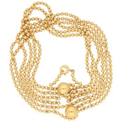 Vintage Cartier Draperie Six-Row Bead-Link Bracelet in Yellow Gold, 1990s