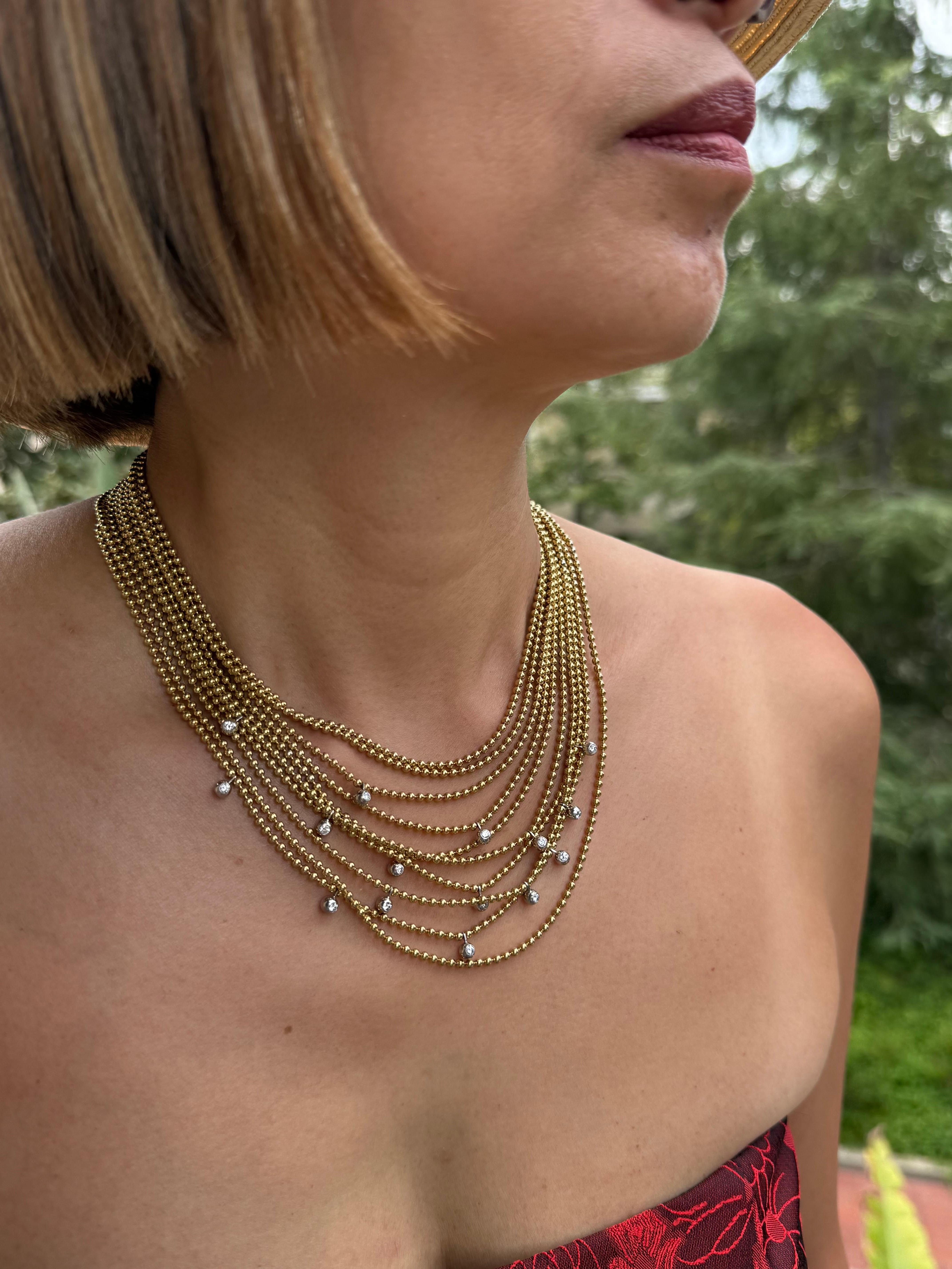 Cartier Draperie Yellow Gold Diamond Necklace In Good Condition For Sale In Beverly Hills, CA