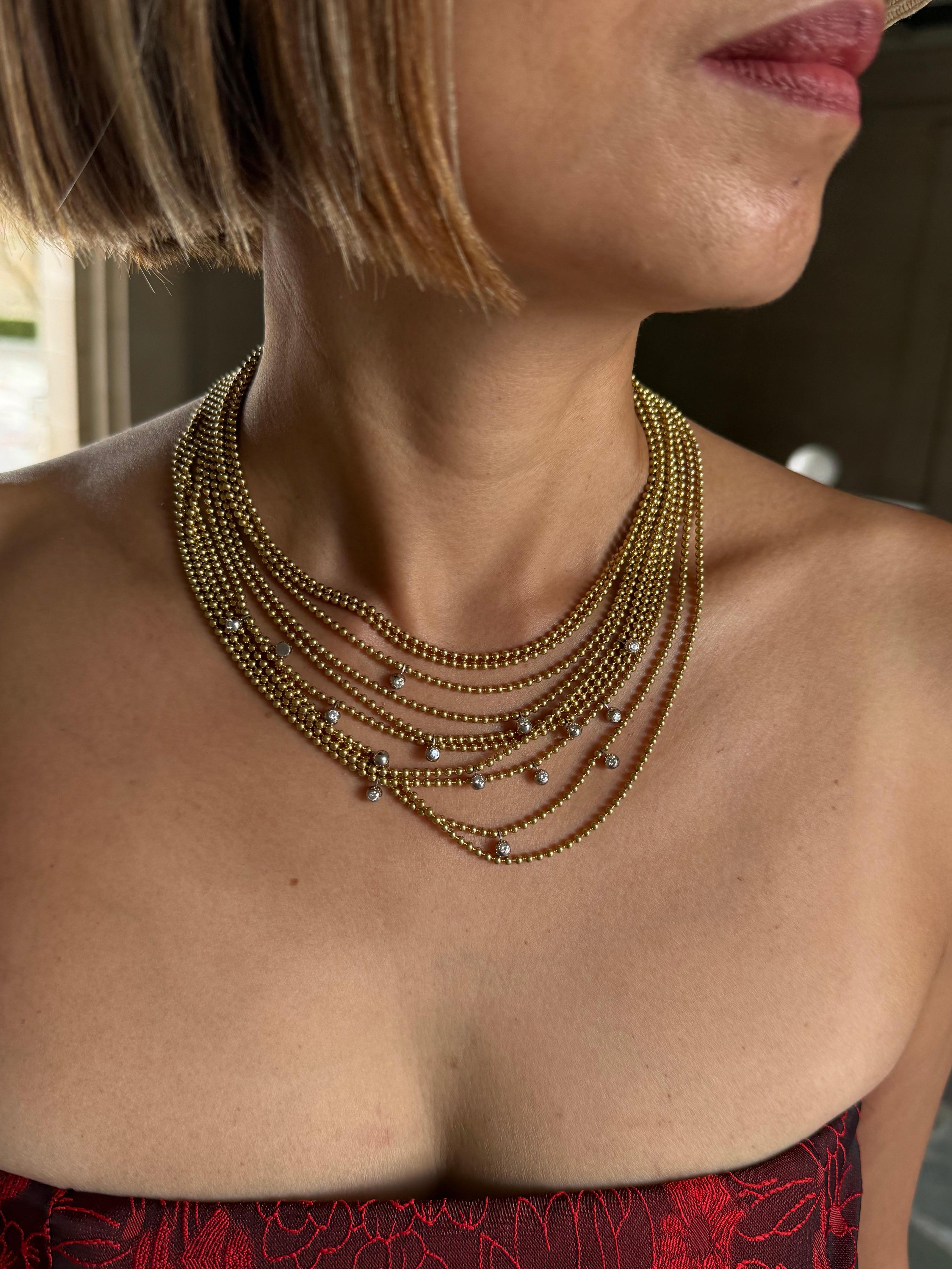 Women's or Men's Cartier Draperie Yellow Gold Diamond Necklace For Sale