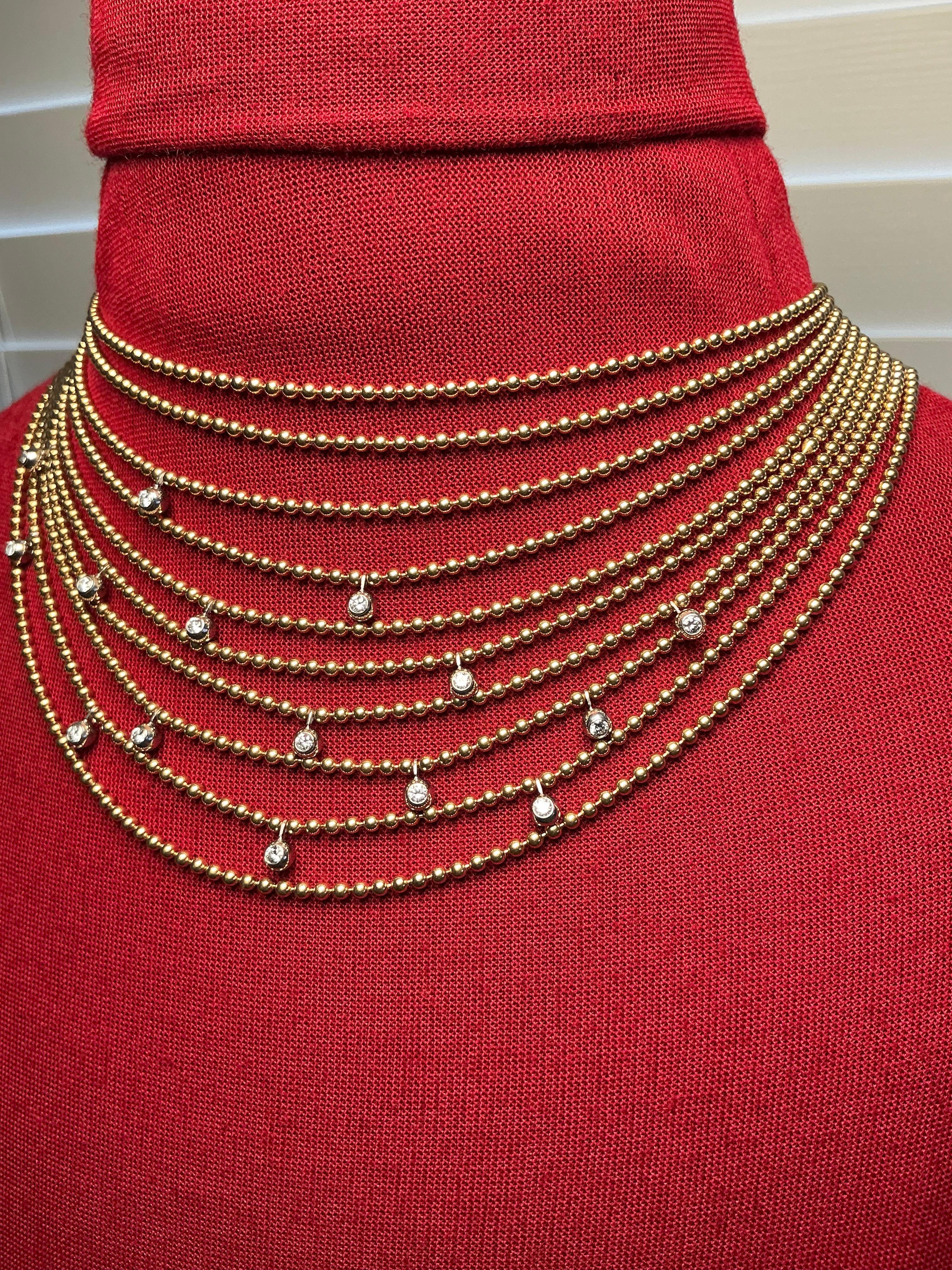 Cartier Draperie Yellow Gold Diamond Necklace For Sale 2
