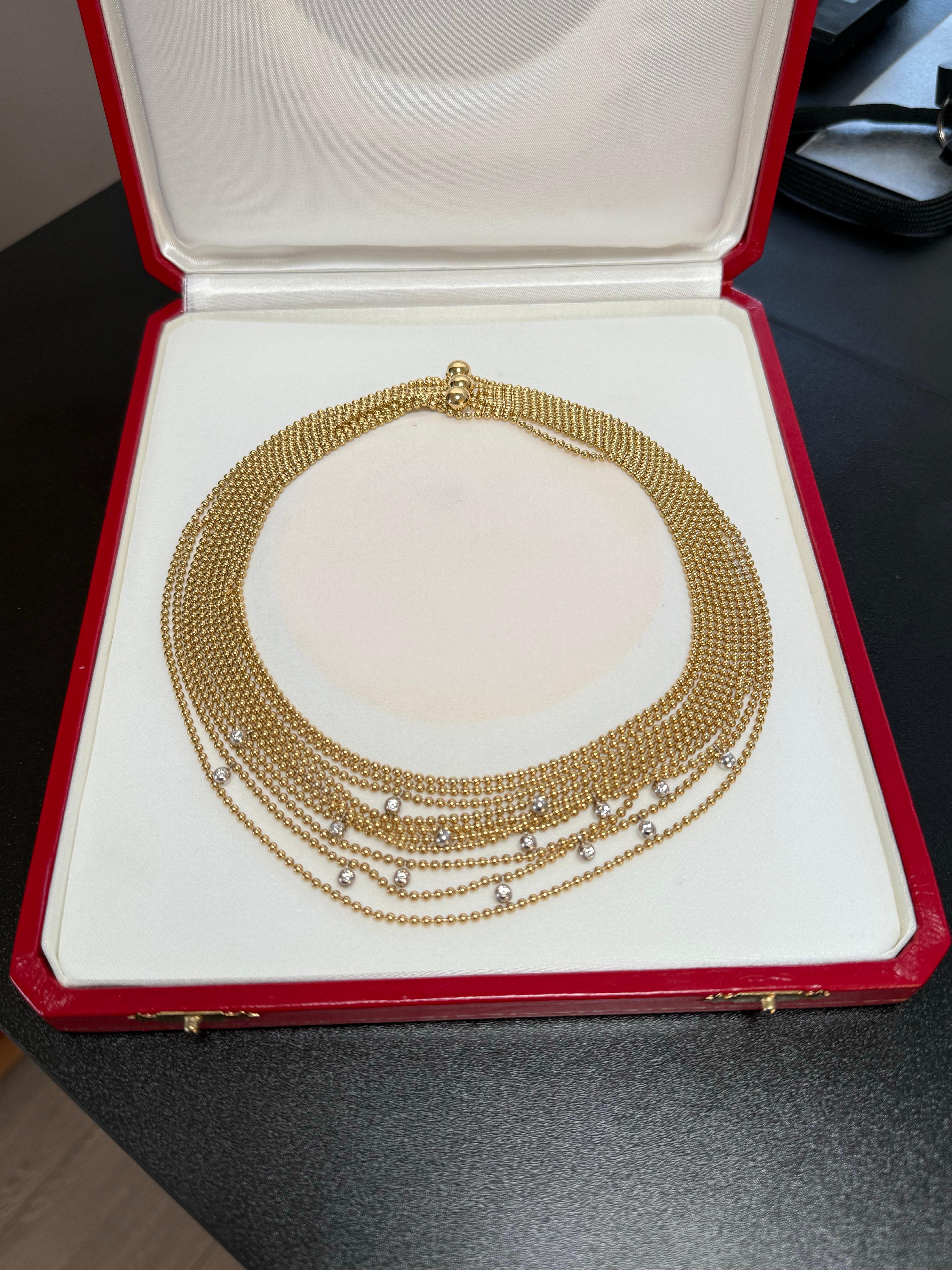 Cartier Draperie Yellow Gold Diamond Necklace For Sale 4