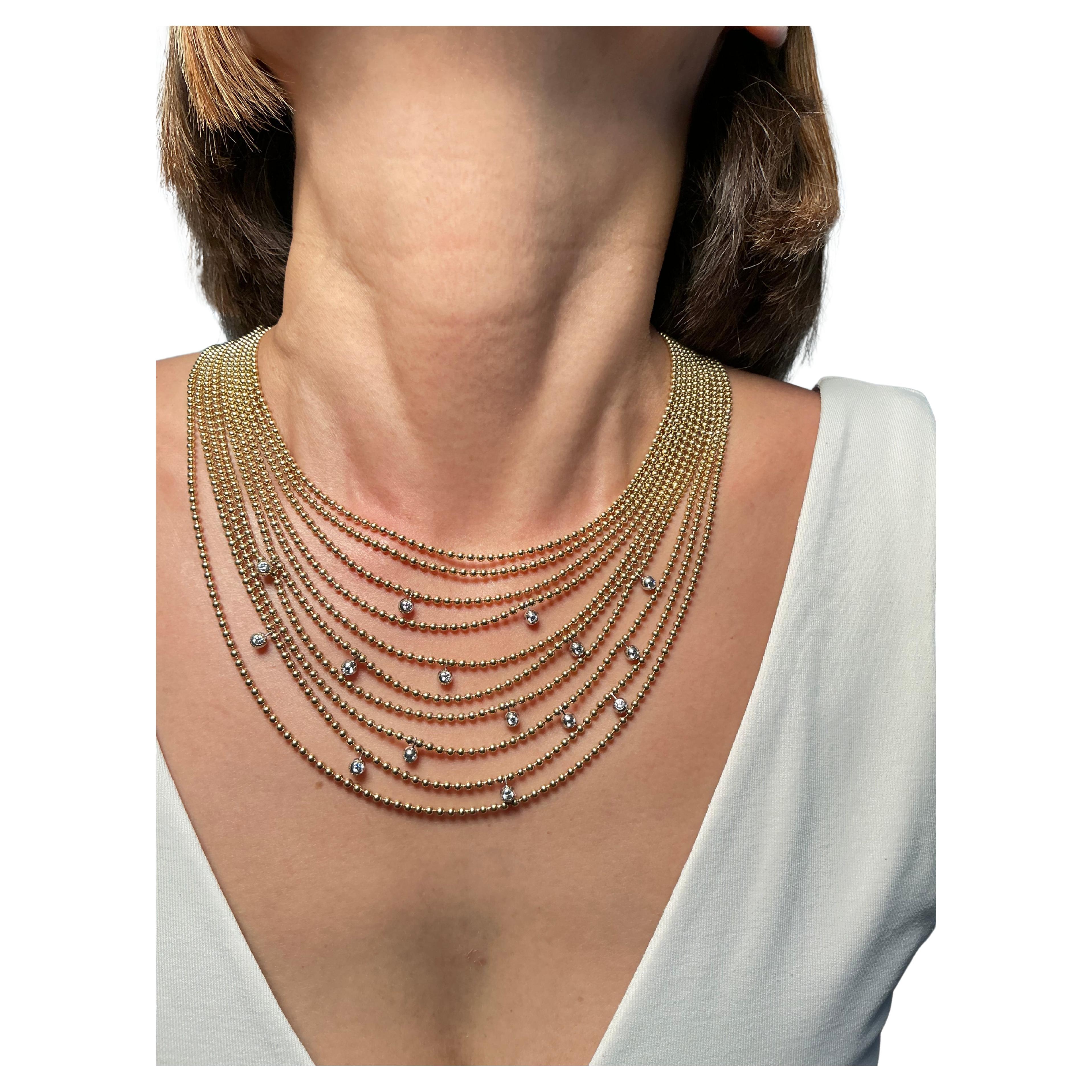 Cartier Draperie Yellow Gold Diamond Necklace For Sale