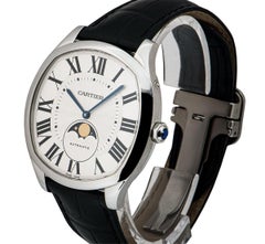 Cartier Drive De Cartier Moon Phases Stainless Steel Silvered Flinque Dial
