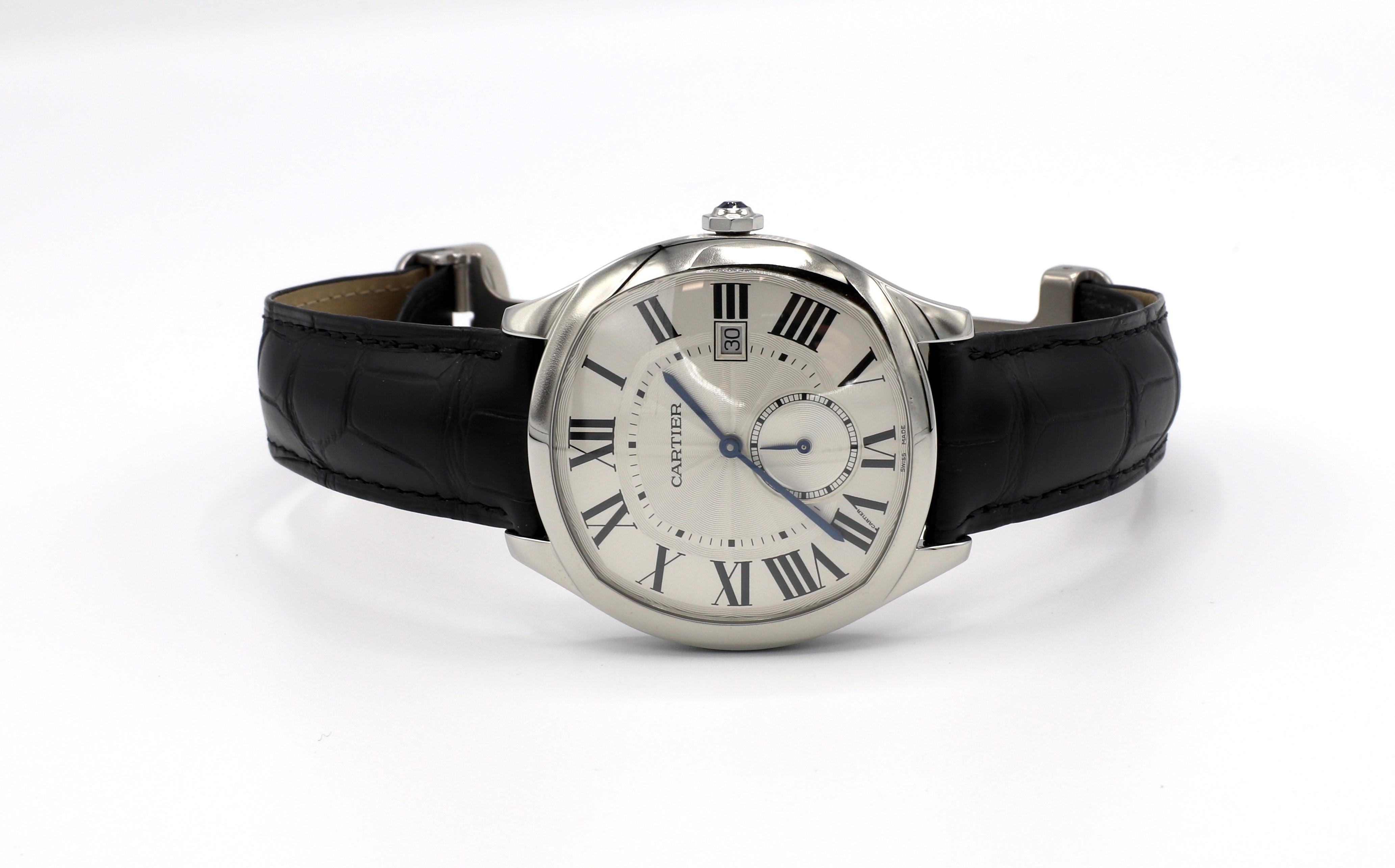 Cartier Drive De Cartier WSNM0004 Stainless Steel Leather Strap Men's Watch 5