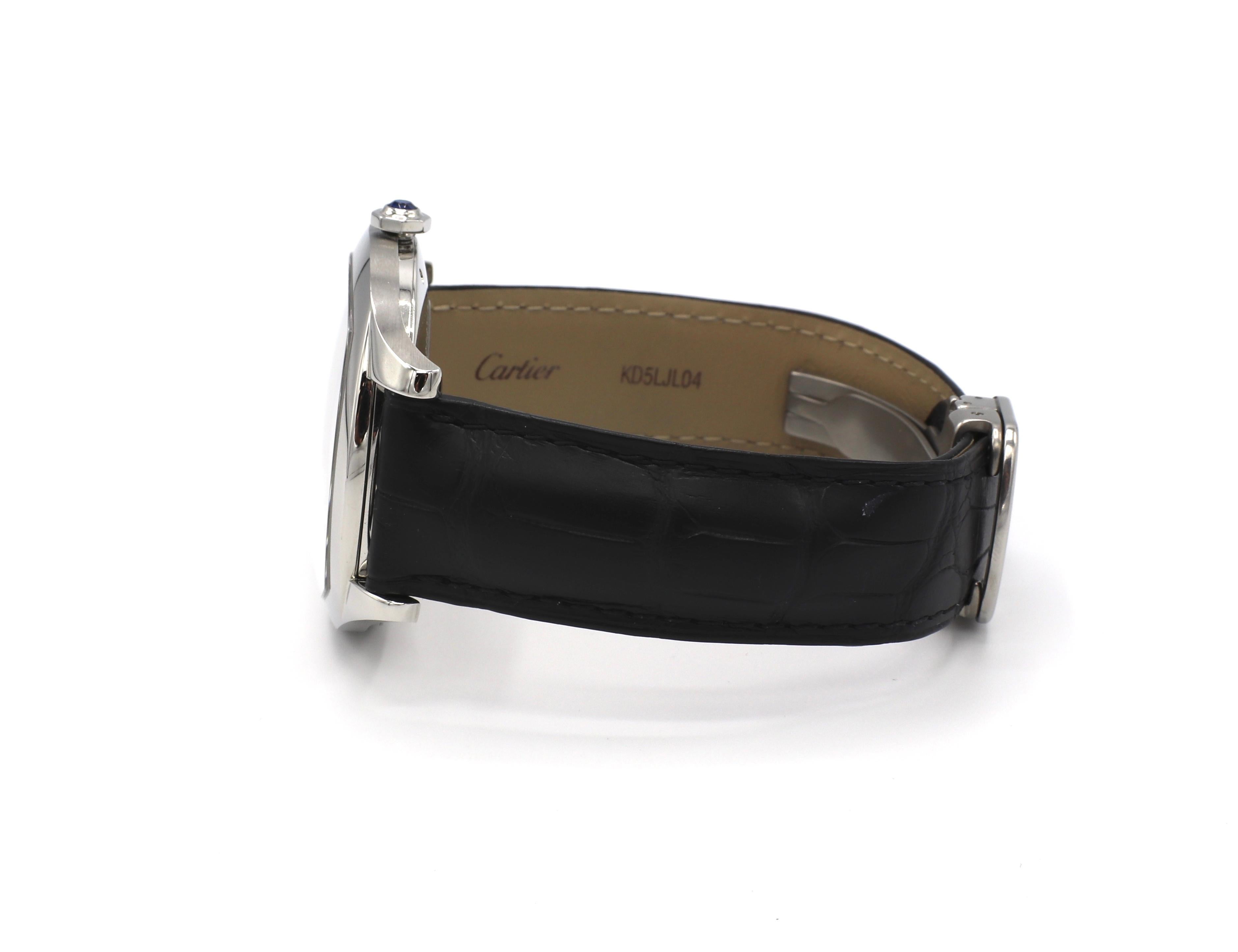 Modern Cartier Drive De Cartier WSNM0004 Stainless Steel Leather Strap Men's Watch