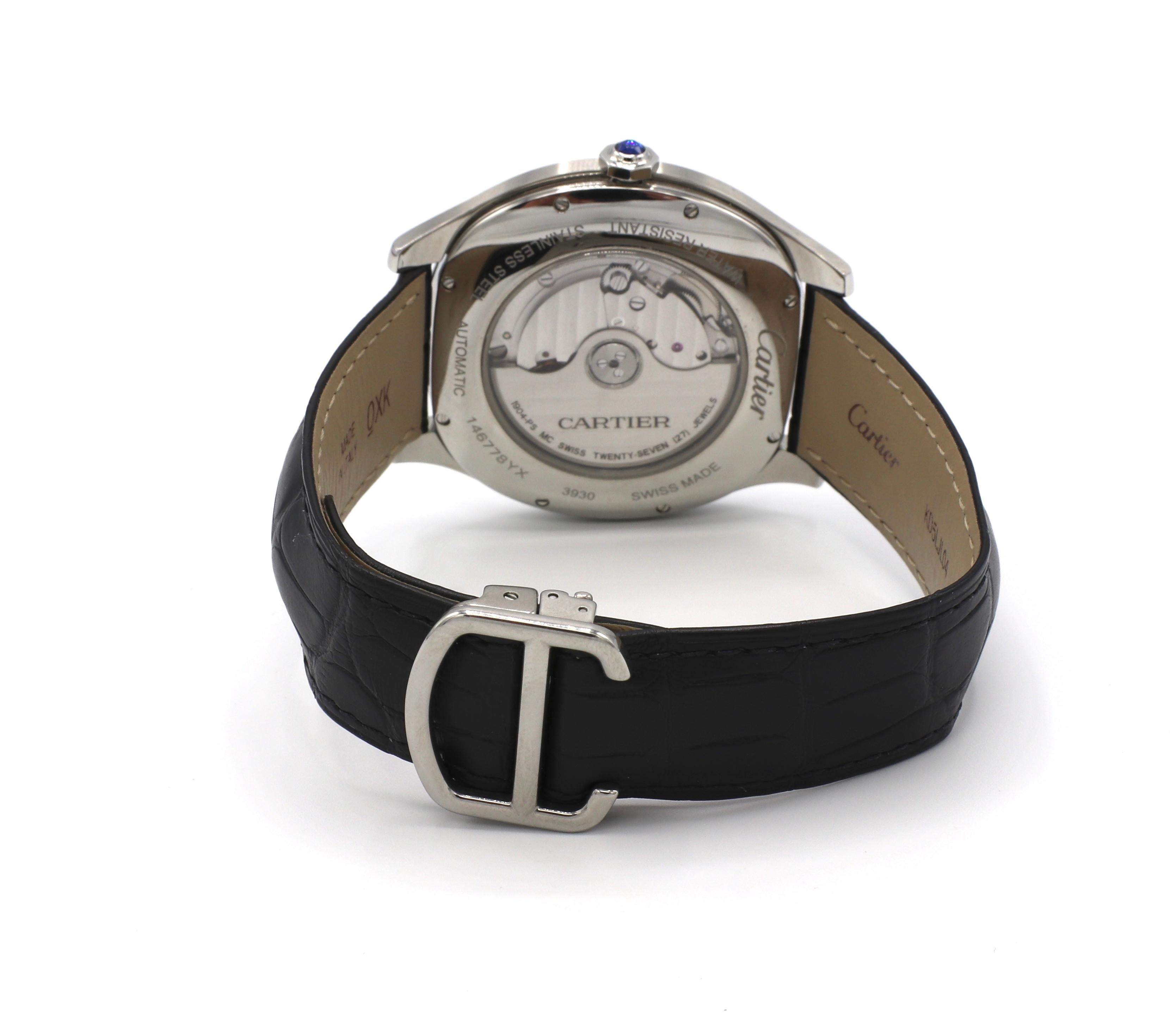 Women's or Men's Cartier Drive De Cartier WSNM0004 Stainless Steel Leather Strap Men's Watch