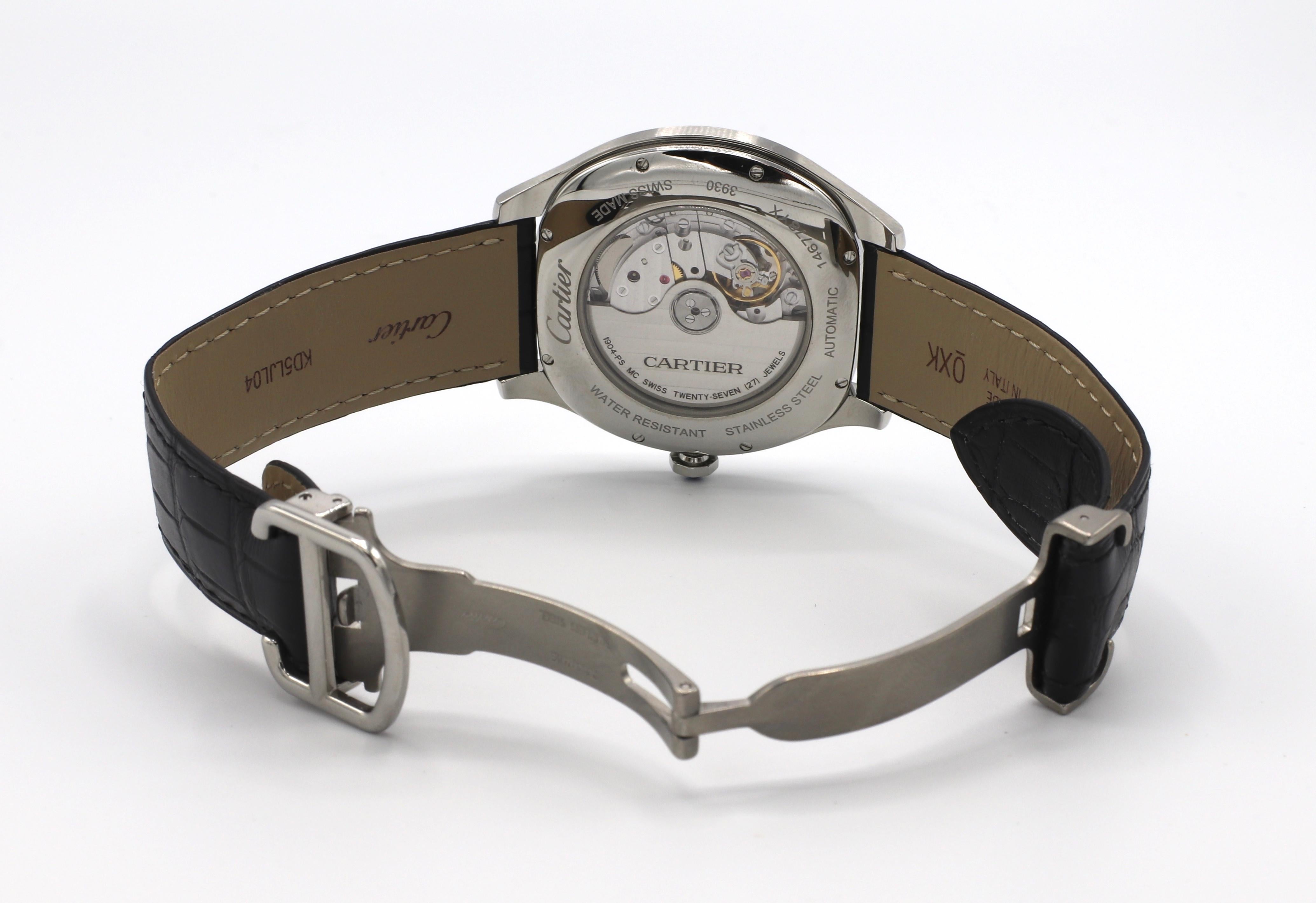 Cartier Drive De Cartier WSNM0004 Stainless Steel Leather Strap Men's Watch 2