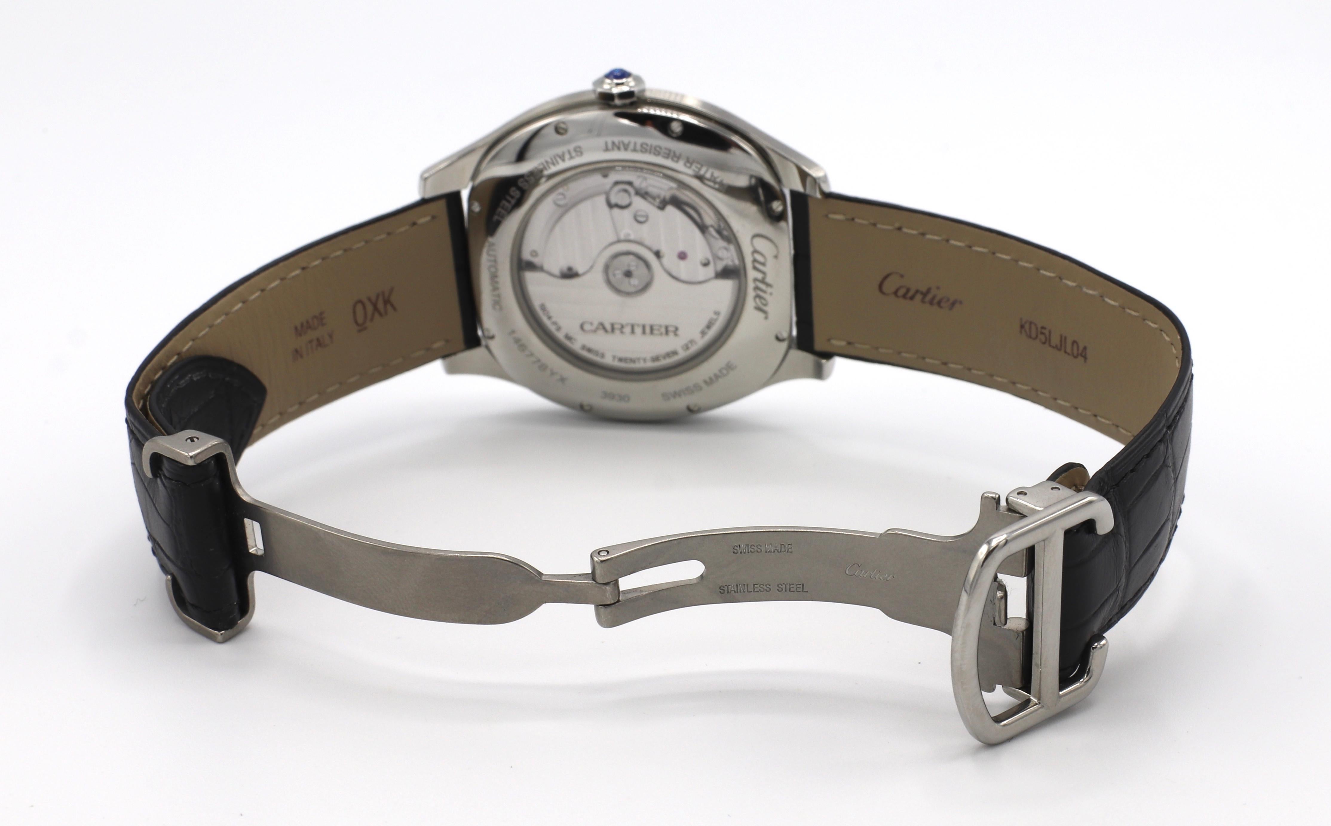 Cartier Drive De Cartier WSNM0004 Stainless Steel Leather Strap Men's Watch 3