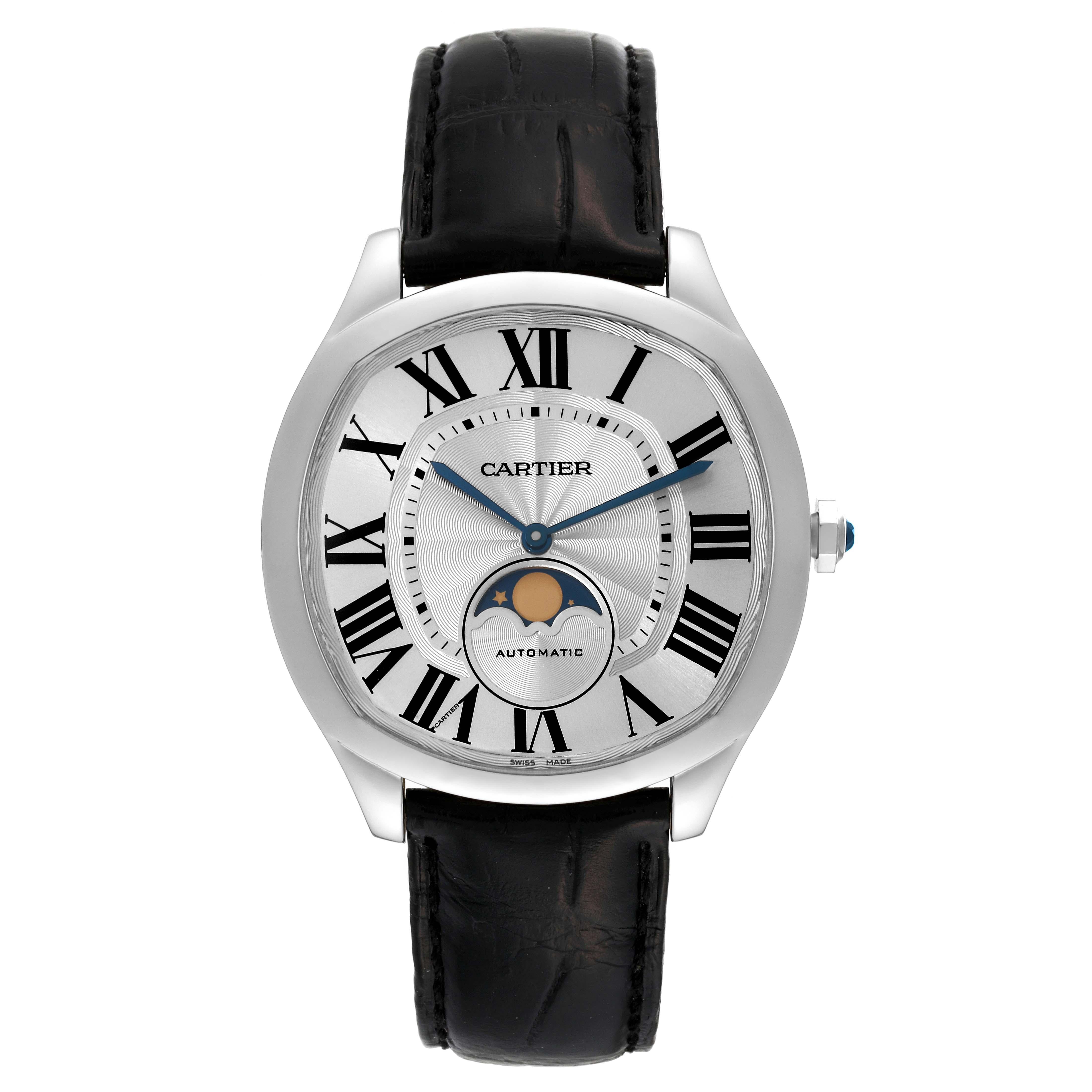 Men's Cartier Drive Silver Dial Moonphase Steel Mens Watch WSNM0008 For Sale