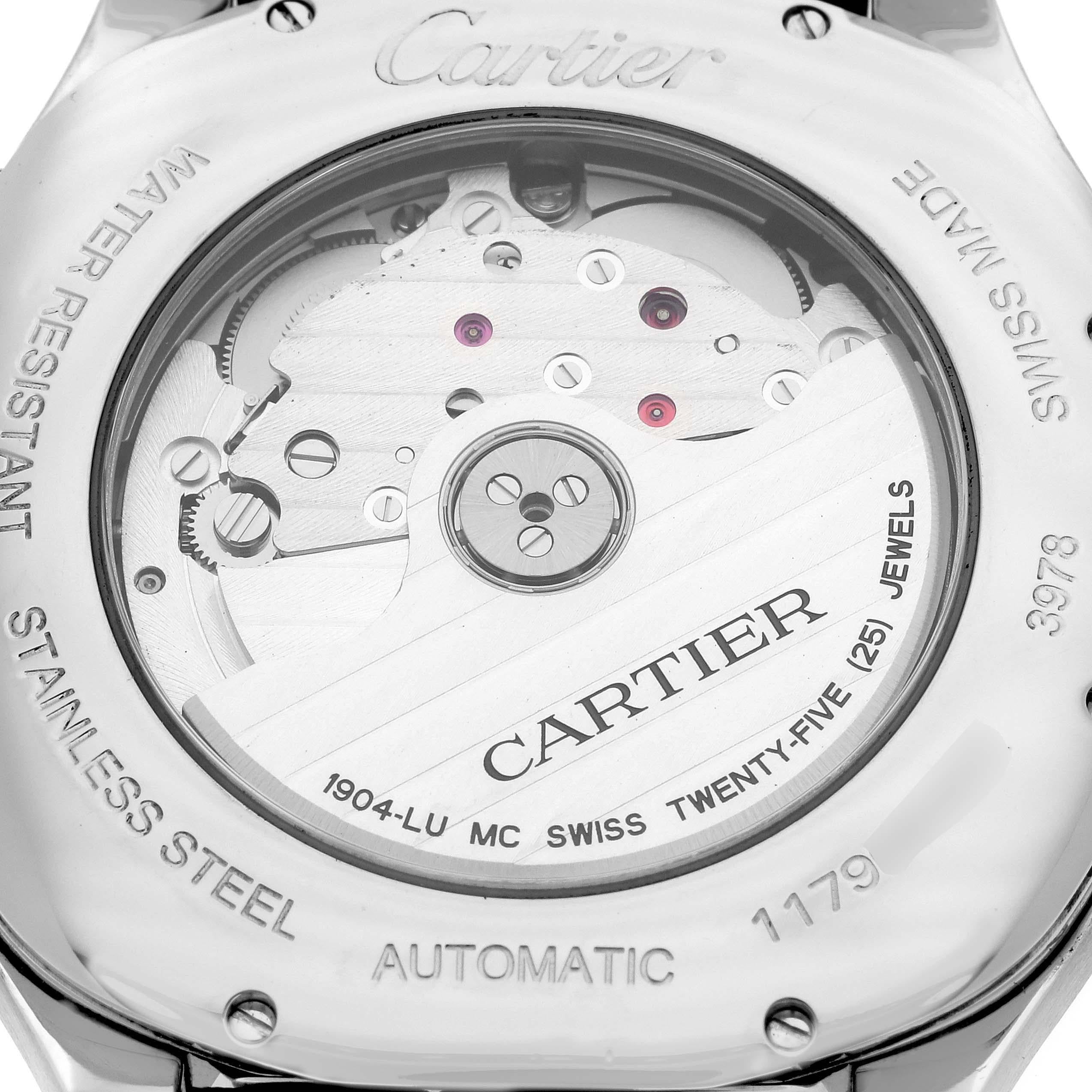 Cartier Drive Silber Zifferblatt Moonphase Stahl Herrenuhr WSNM0008 im Angebot 2