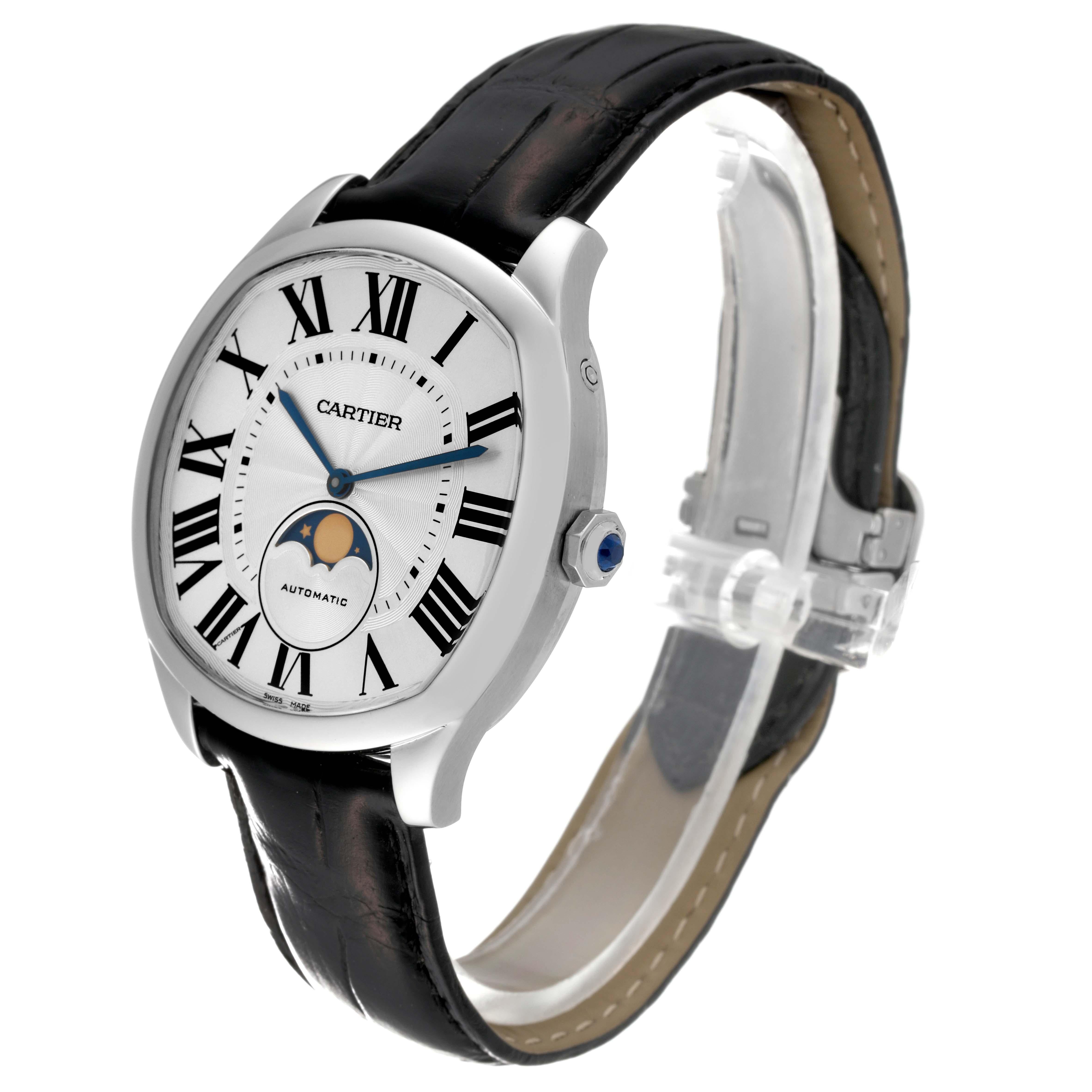 Cartier Drive Silber Zifferblatt Moonphase Stahl Herrenuhr WSNM0008 im Angebot 4