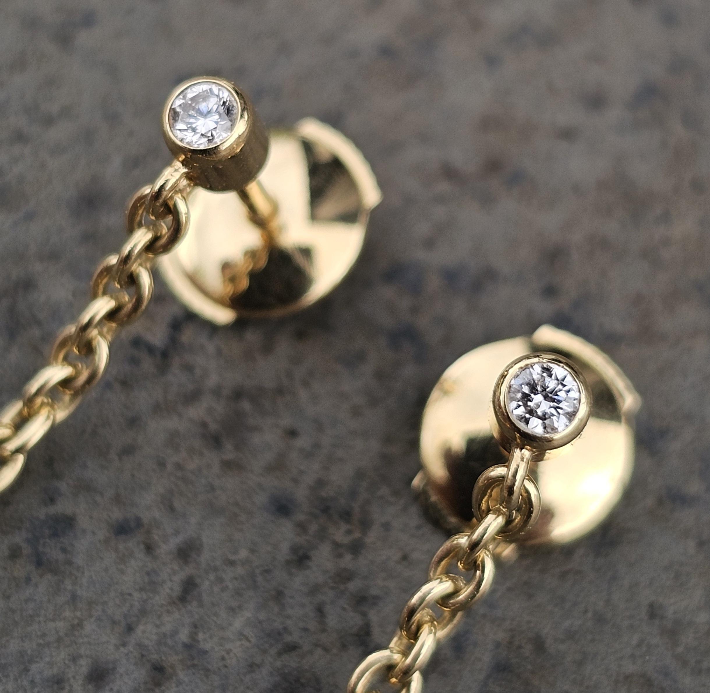 De las mujeres Cartier Pendientes Colgantes de Diamantes Bola Trinidad Oro Tricolor 18k 4,5 g 2