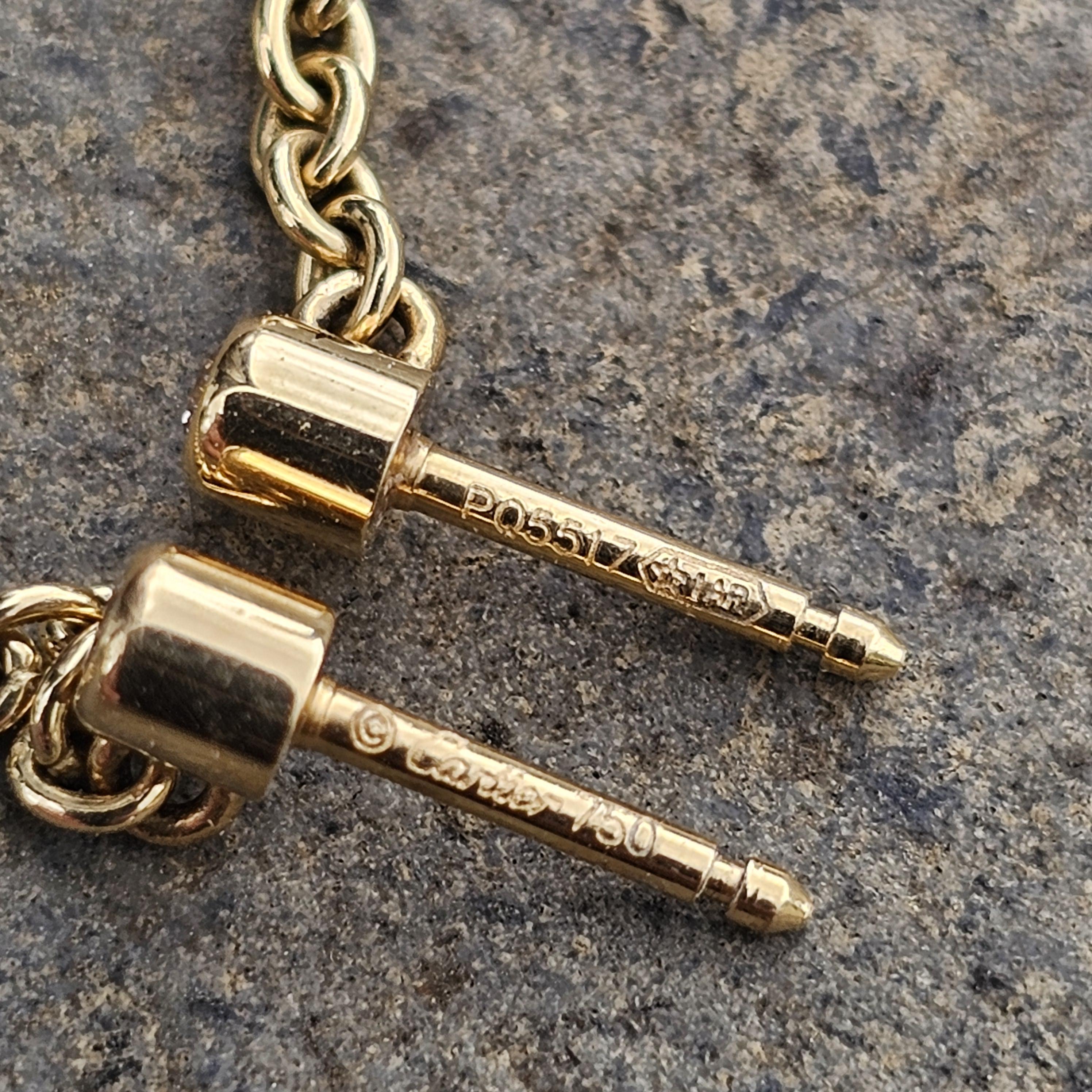 Cartier Pendientes Colgantes de Diamantes Bola Trinidad Oro Tricolor 18k 4,5 g 2