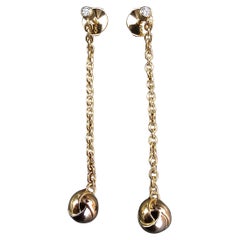 Cartier Pendientes Colgantes de Diamantes Bola Trinidad Oro Tricolor 18k 4,5 g 2"