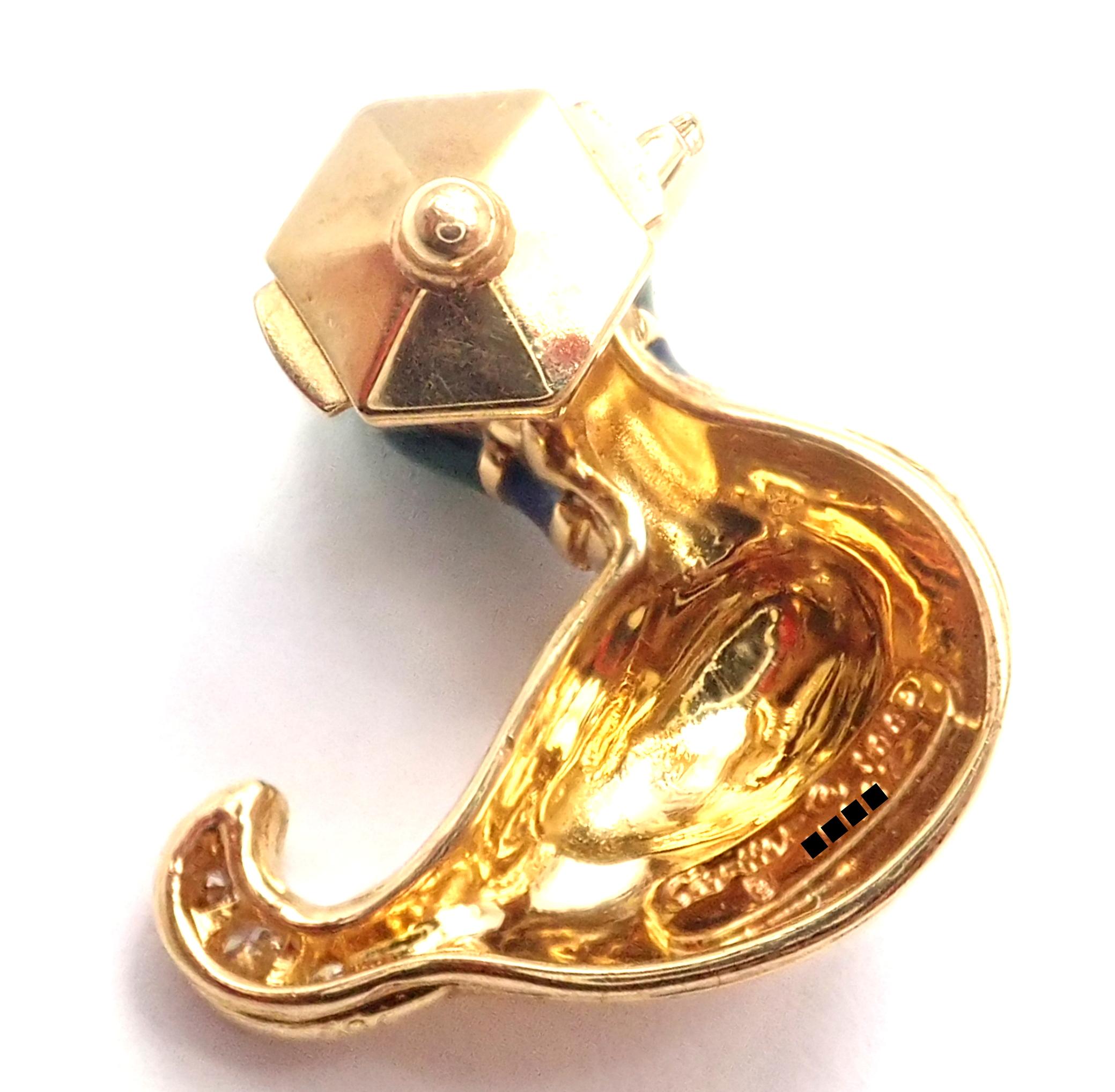 Brilliant Cut Cartier Duck Diamond Enamel Yellow Gold Tie Lapel Pin