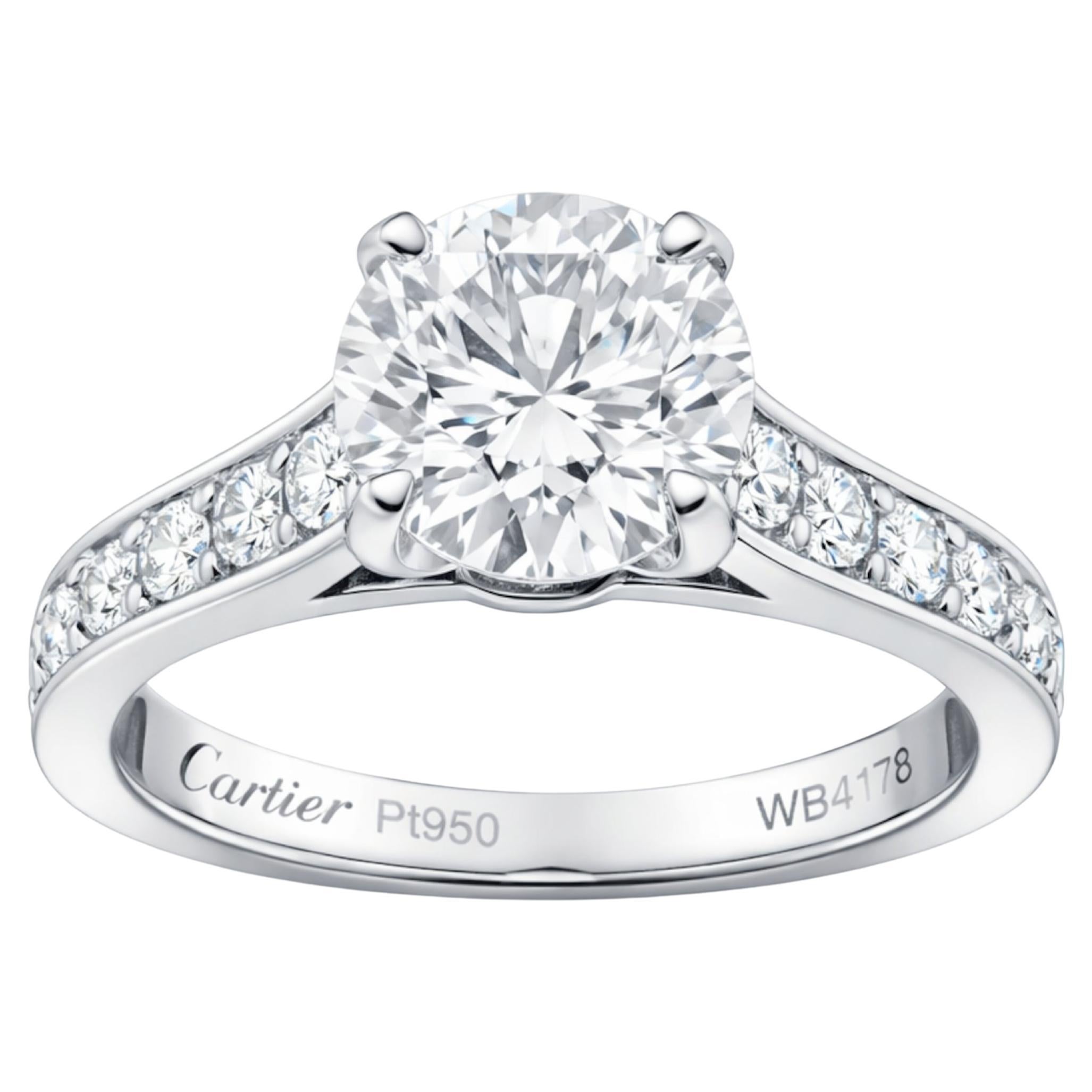 Cartier E VVS2 Diamond Ring in Platinum 950 with GIA 
Cartier Certificate im Angebot