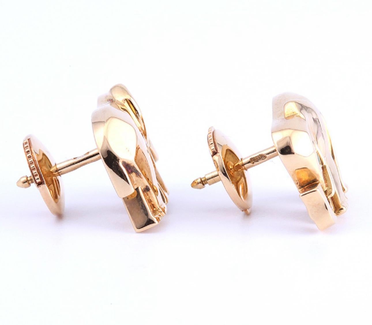 Moderne Cartier, boucles d'oreilles éléphant en or jaune 18 carats et émeraude