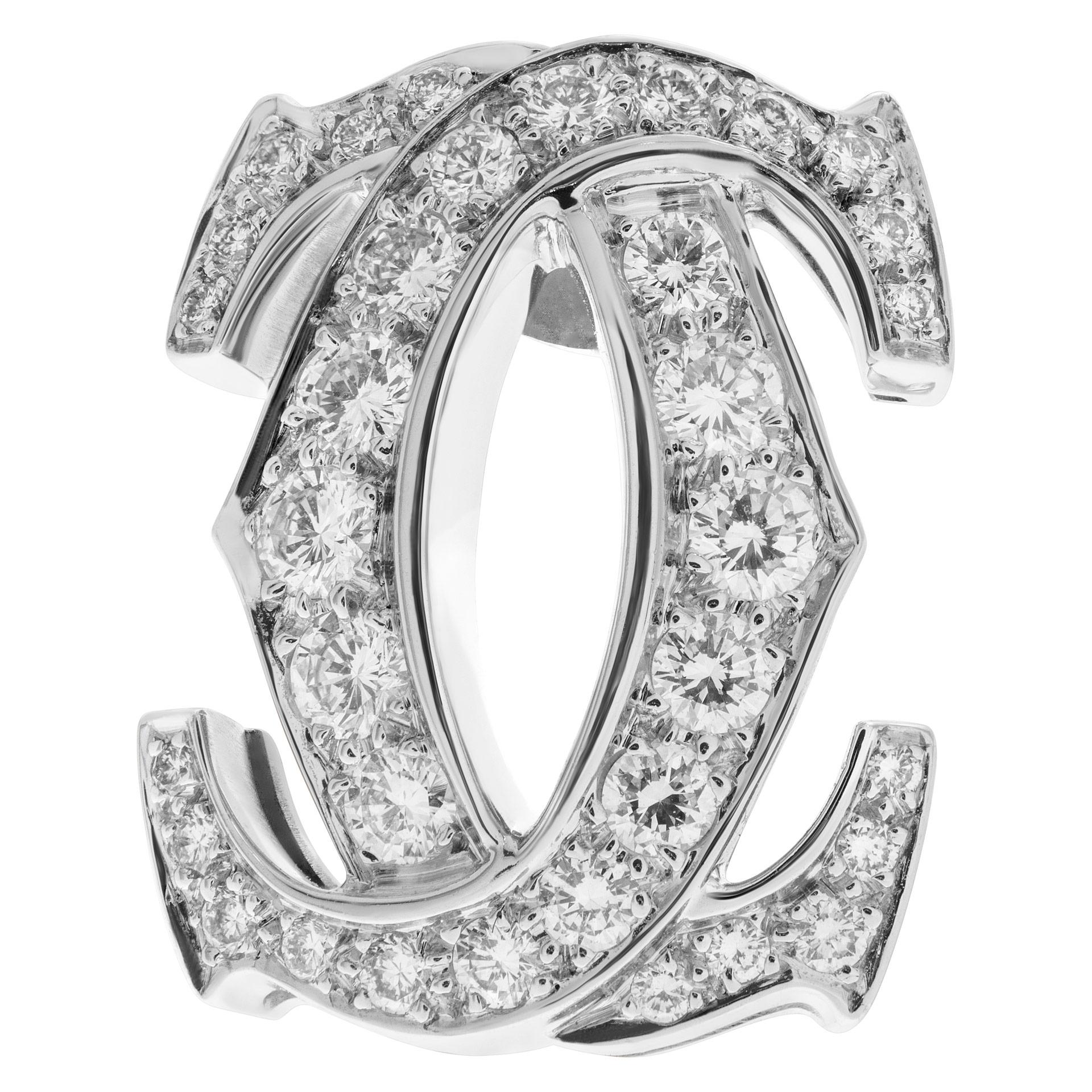 LOST YOUR CARTIER? Only one! Single Cartier Double C earring with 0.84 carats in diamond in 18k white gold. Width: 16mm. Ca also be made into a pendant to complete your existing Cartier set!