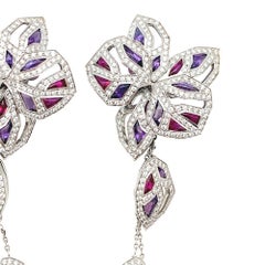 Cartier Earrings "Caresse d'Orchidées" Collection, Diamonds, Tourmaline Amethyst