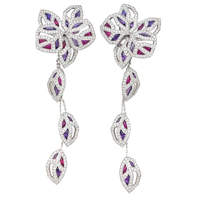 Cartier Caresse D'orchidees High Jewelry Diamond Rubellite Platinum  Earrings For Sale at 1stDibs  caresse d'orchidees par cartier earrings,  cartier orchid earrings, caresse d'orchidees high jewelry ring