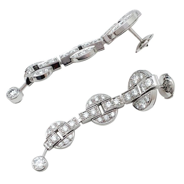 Cartier Earrings, "Himalia" Collection Set with Diamonds at 1stDibs
