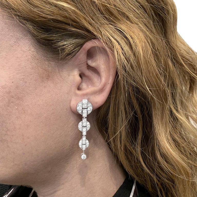 Cartier Earrings, "Himalia" Collection Set with Diamonds at 1stDibs