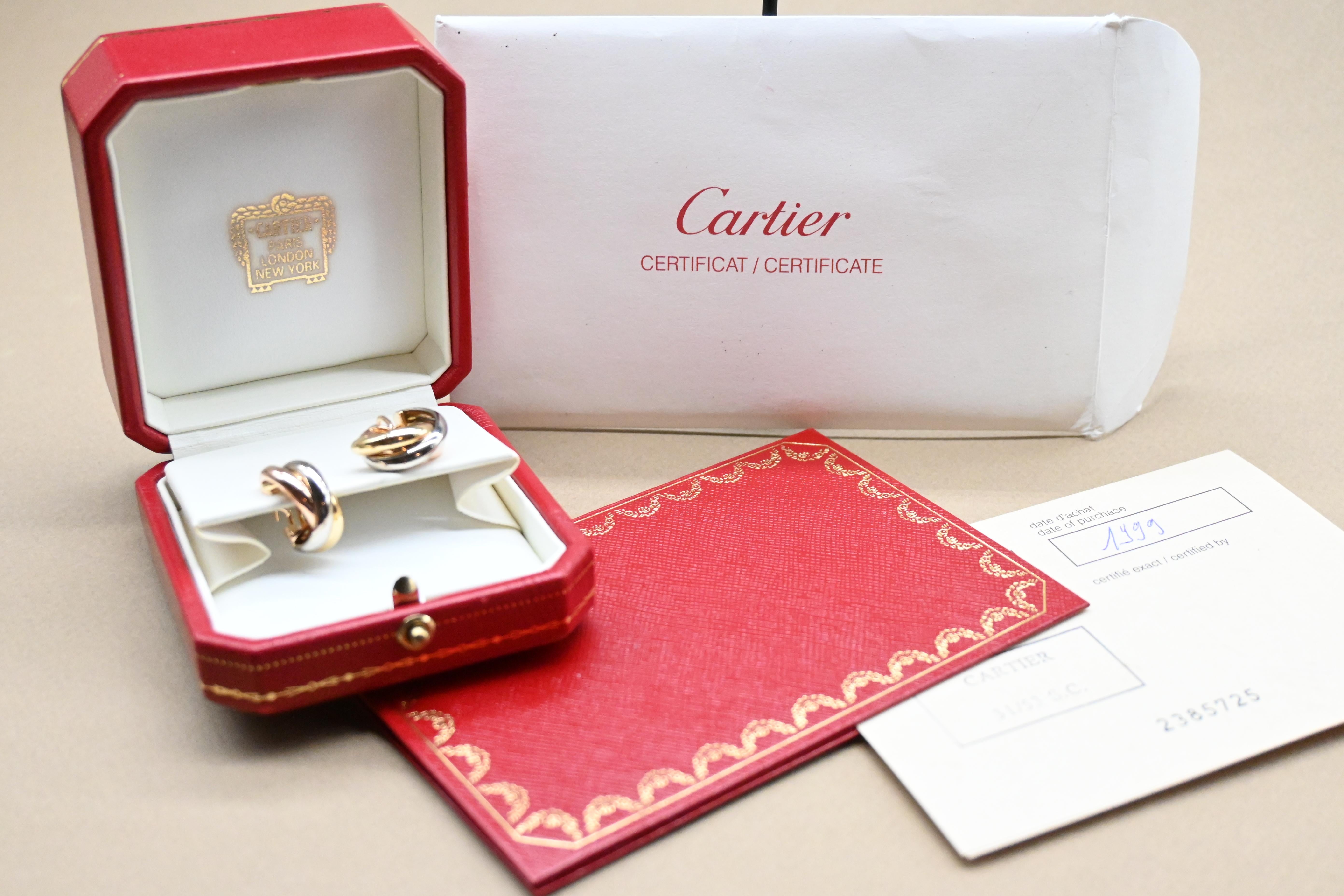 Cartier Earrings Trinity Gold 18 Karats For Sale 2