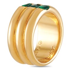 Cartier Eclipse 18 Karat Yellow Gold Emerald Triple Band Ring