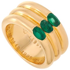 Cartier Eclipse 18 Karat Yellow Gold Emerald Triple Band Ring