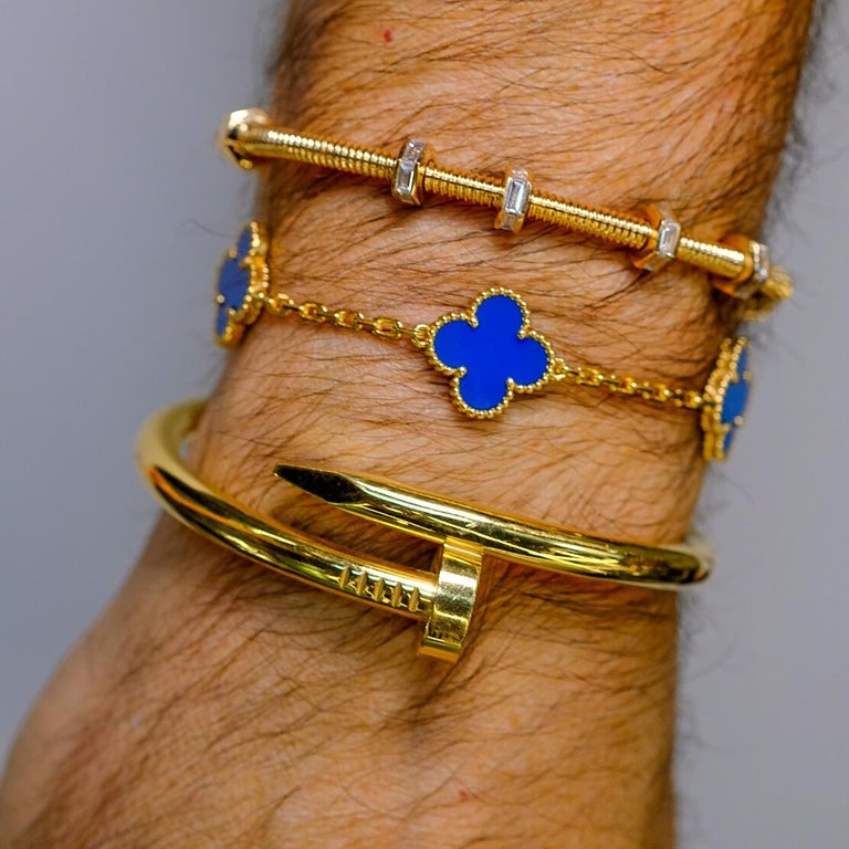 Cartier Ecrou De Cartier 18K Rose Gold Size 21 With Baguette Cut Diamonds Bangle For Sale at 1stDibs cartier ecrou bracelet ecrou de cartier bracelet how to open cartier nut bracelet