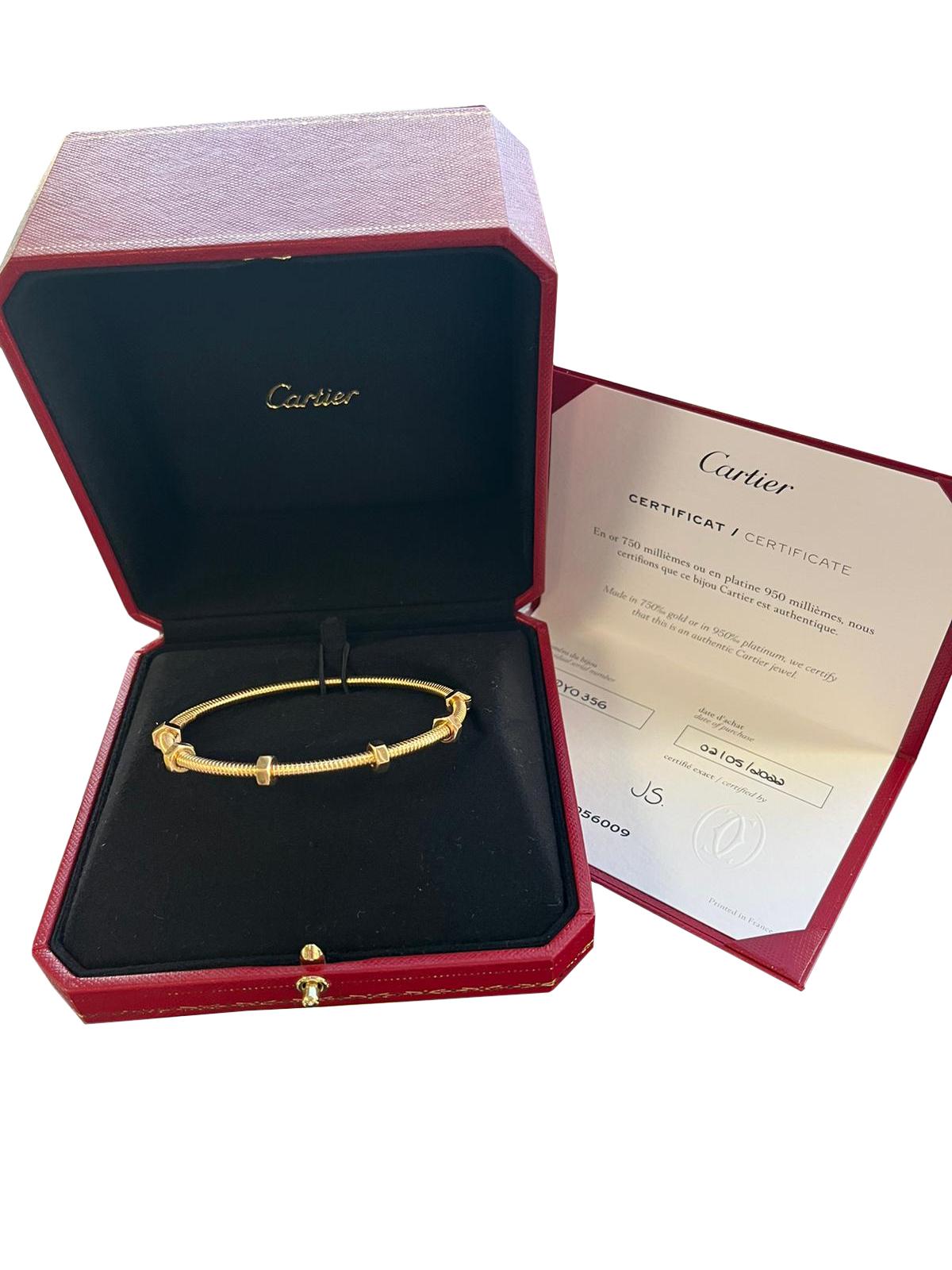 Cartier Ecrou De Cartier 18K Yellow Gold Size 20 Bangle Bracelet For Sale 2