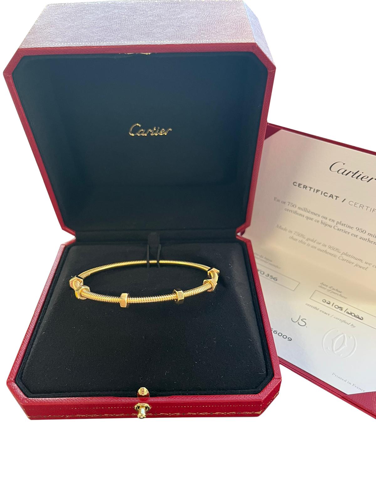 Cartier Ecrou De Cartier 18K Yellow Gold Size 20 Bangle Bracelet For Sale 1