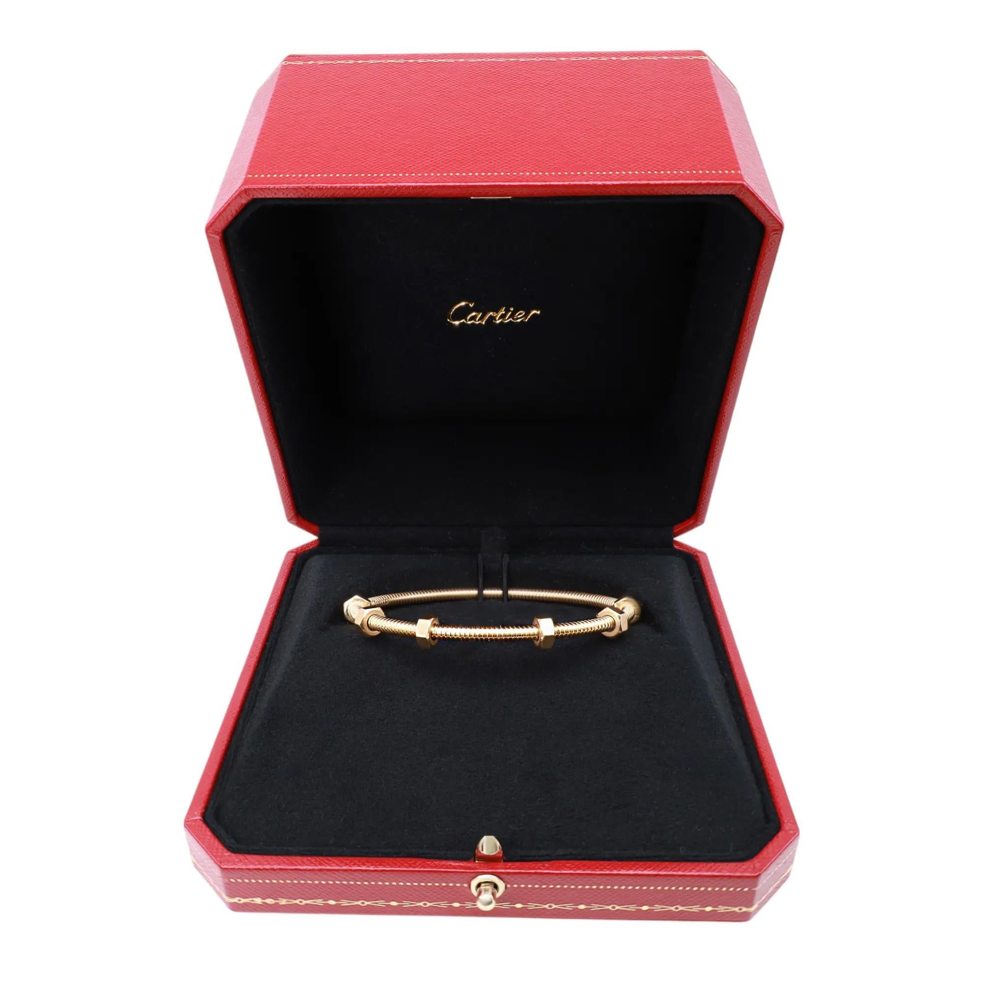 Modern Cartier Ecrou De Cartier Bracelet 18K Yellow Gold Size 18 For Sale