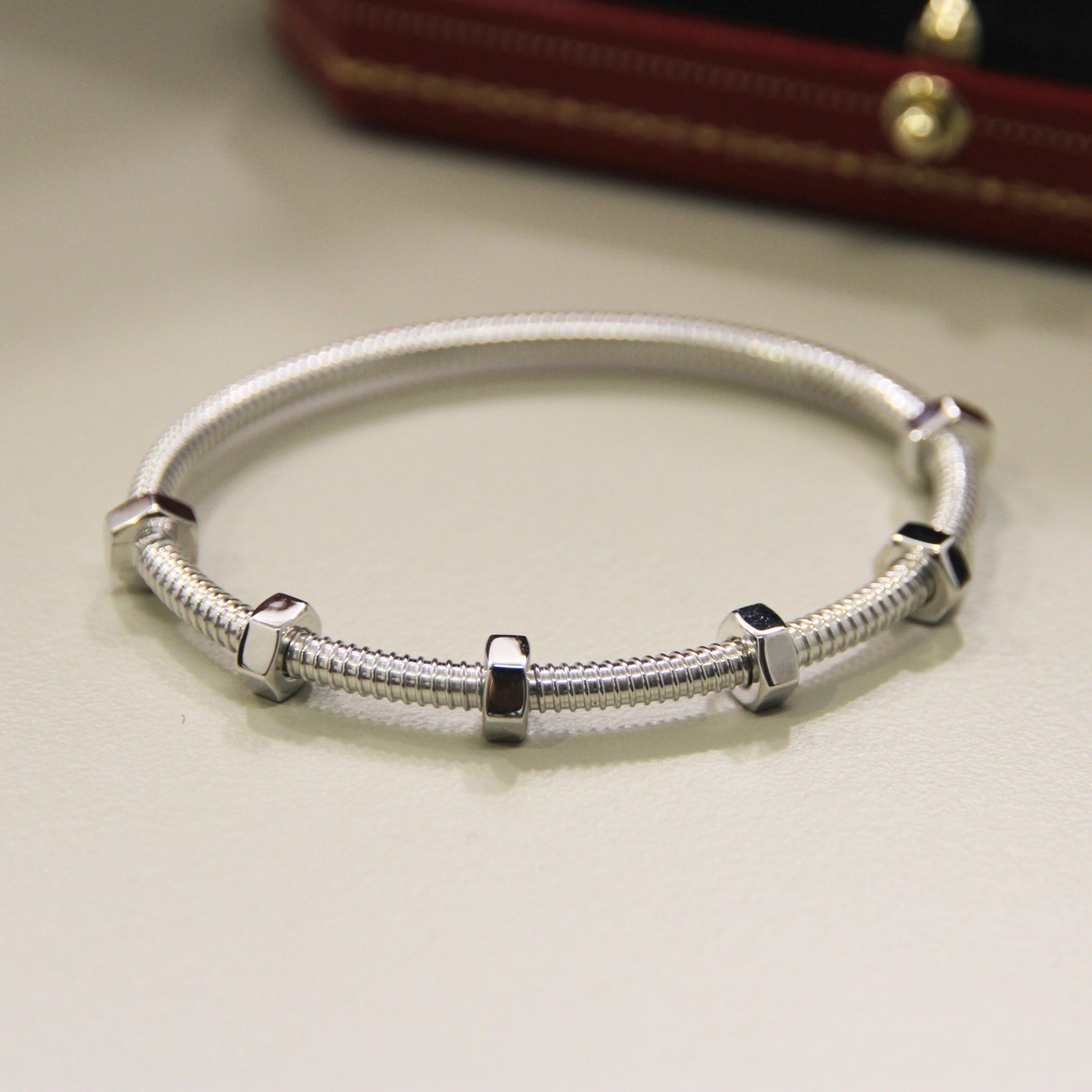 Cartier Ecrou De Cartier Nuts Bolts Armband 18k Weißgold im Angebot 5