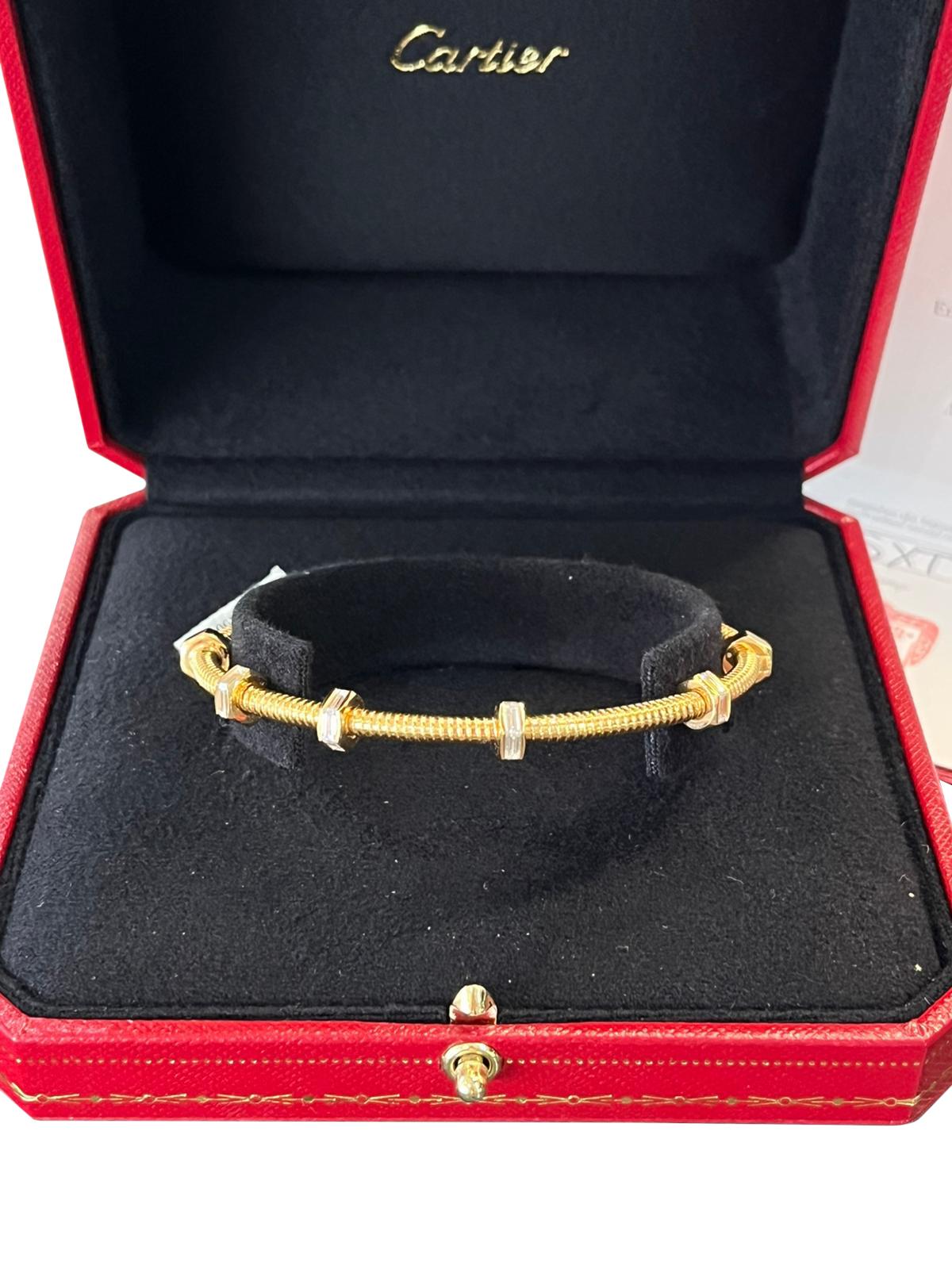 Pulsera Cartier Ecrou De Cartier de oro rosa con diamantes talla baguette de 1,29 quilates en venta 4