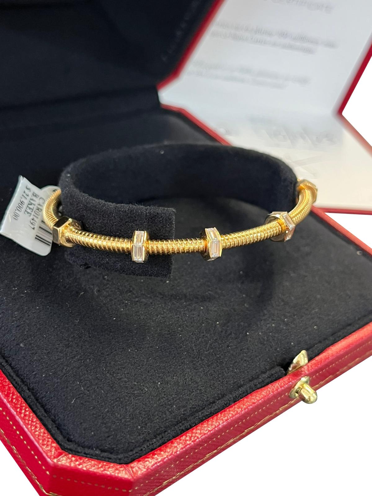 Pulsera Cartier Ecrou De Cartier de oro rosa con diamantes talla baguette de 1,29 quilates en venta 6
