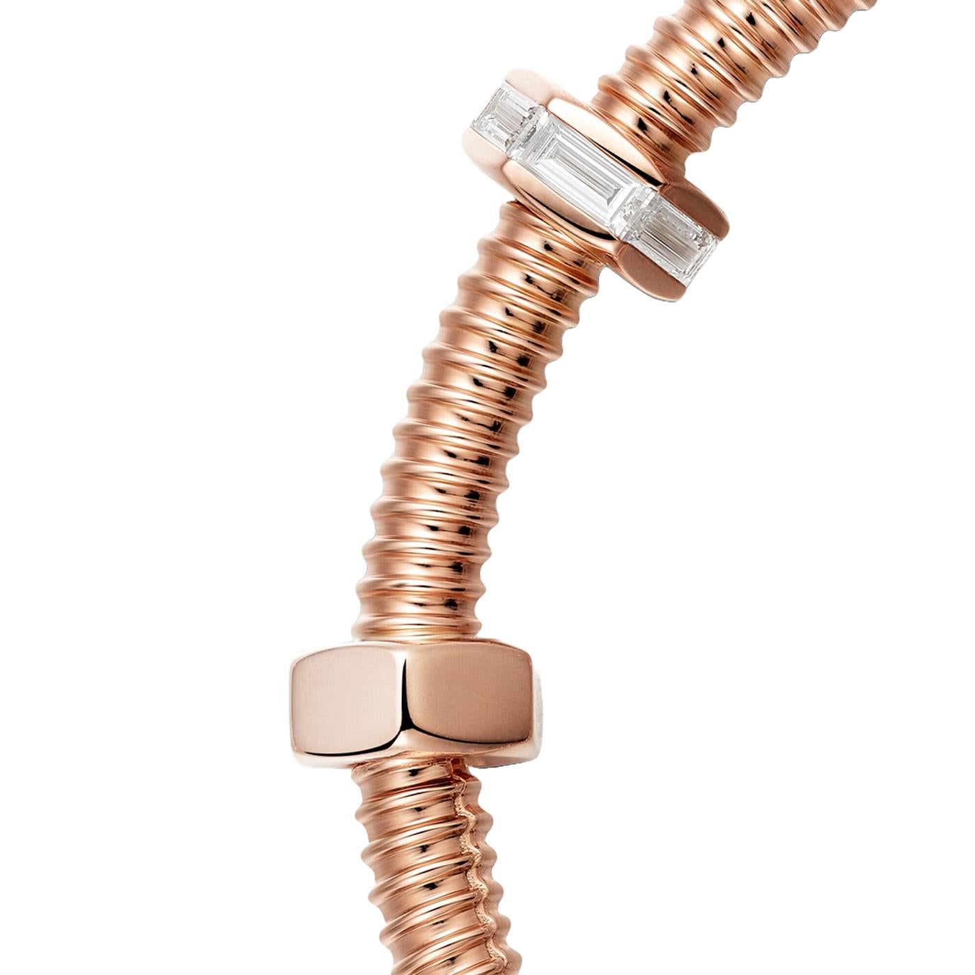 Moderniste Bracelet Cartier Ecrou De Cartier en or rose avec diamants taille baguette de 1,29 carat en vente