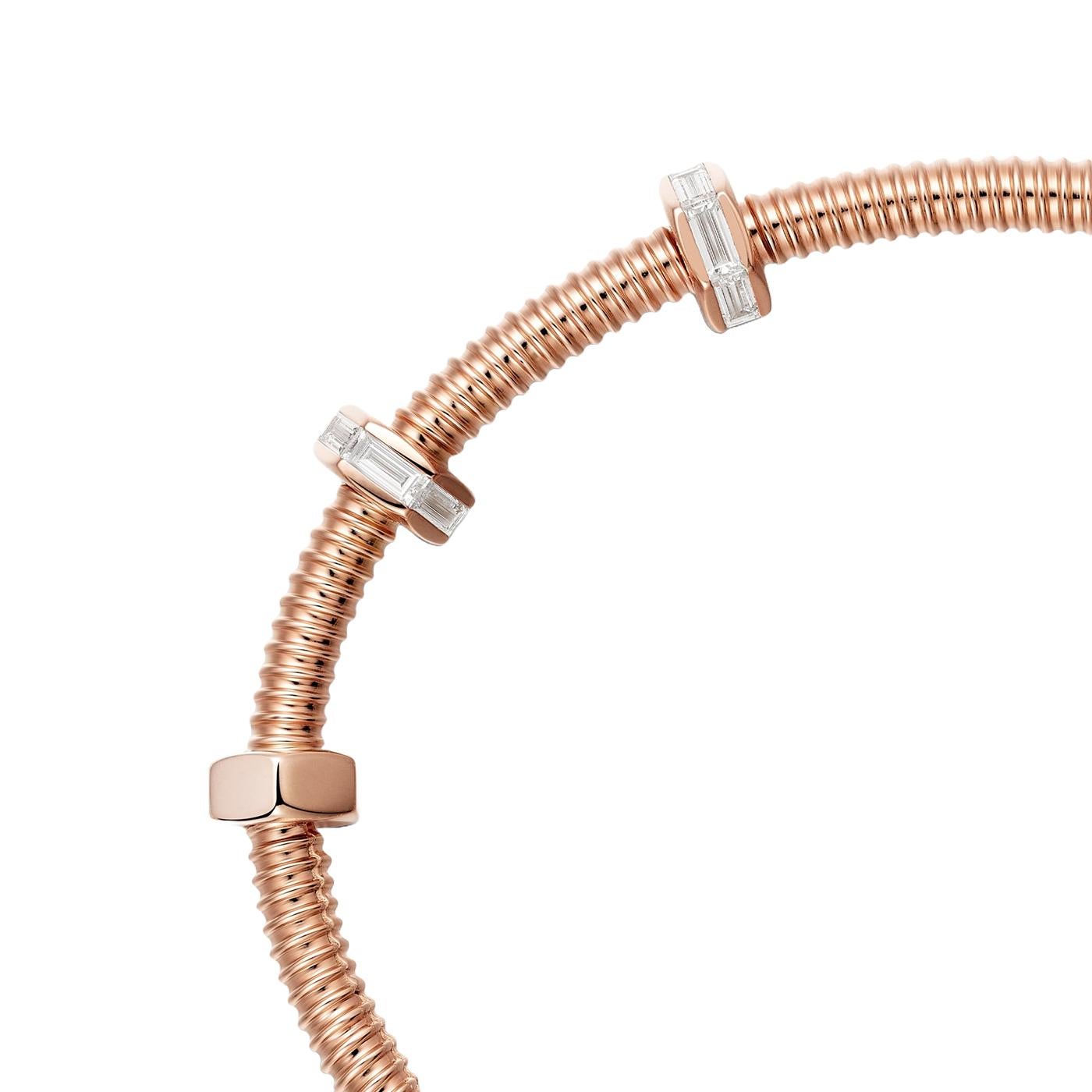 Taille baguette Bracelet Cartier Ecrou De Cartier en or rose avec diamants taille baguette de 1,29 carat en vente