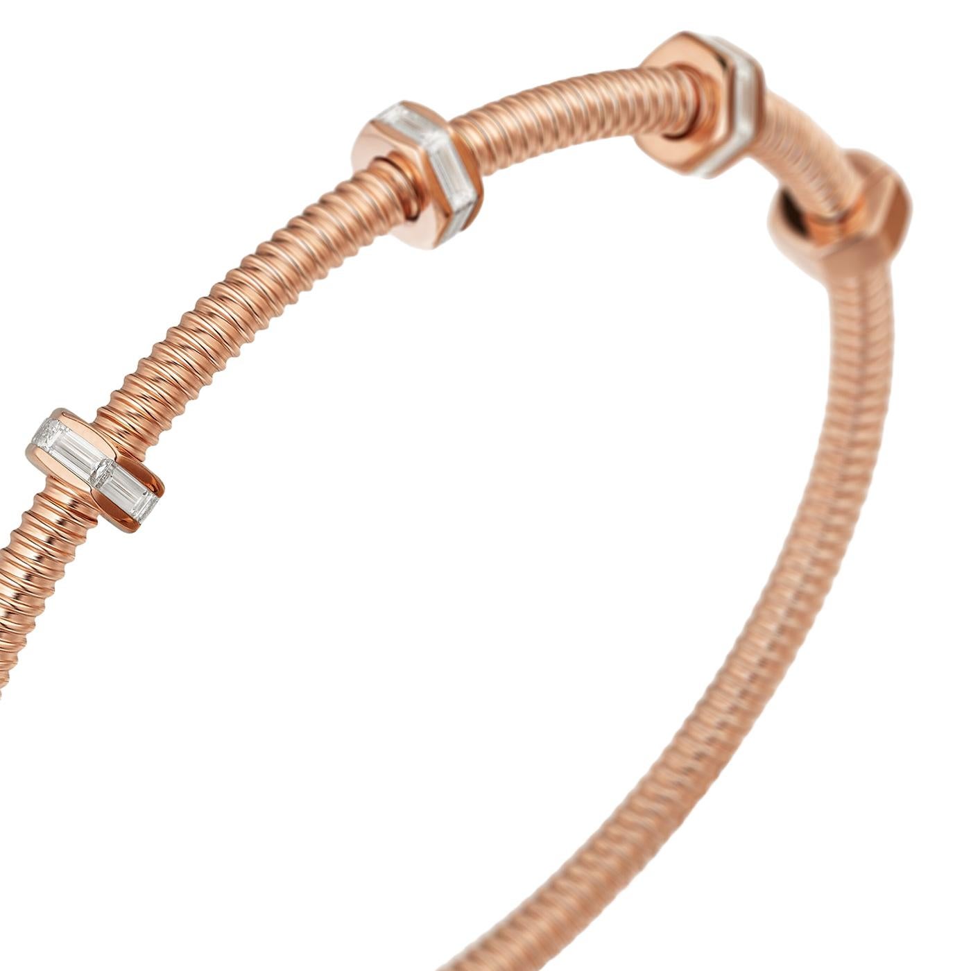 Bracelet Cartier Ecrou De Cartier en or rose avec diamants taille baguette de 1,29 carat Excellent état - En vente à Aventura, FL