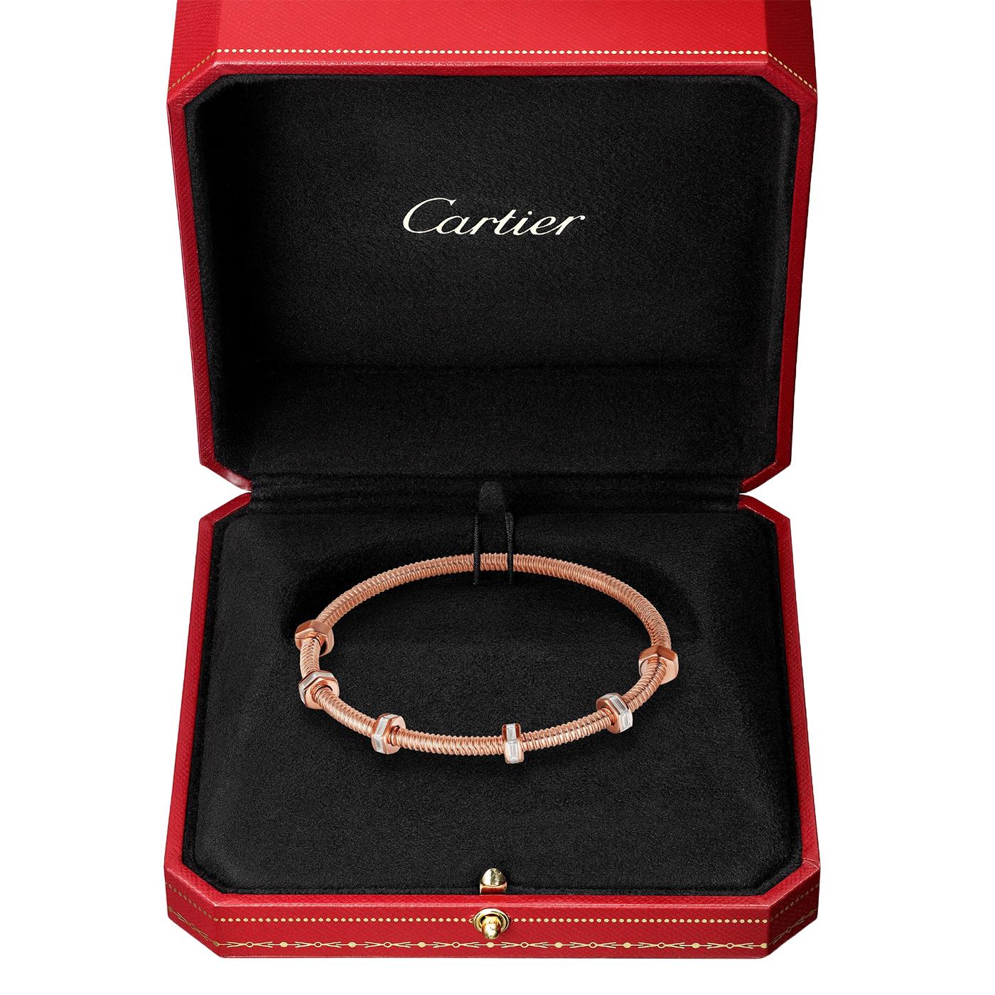 Bracelet Cartier Ecrou De Cartier en or rose avec diamants taille baguette de 1,29 carat Pour femmes en vente