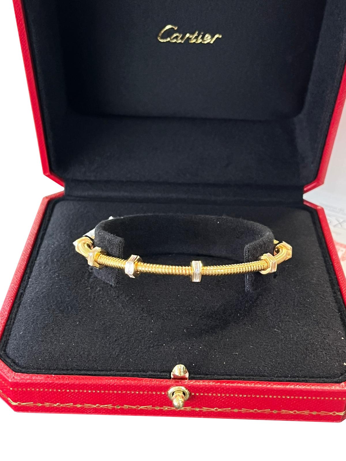 Pulsera Cartier Ecrou De Cartier de oro rosa con diamantes talla baguette de 1,29 quilates en venta 3