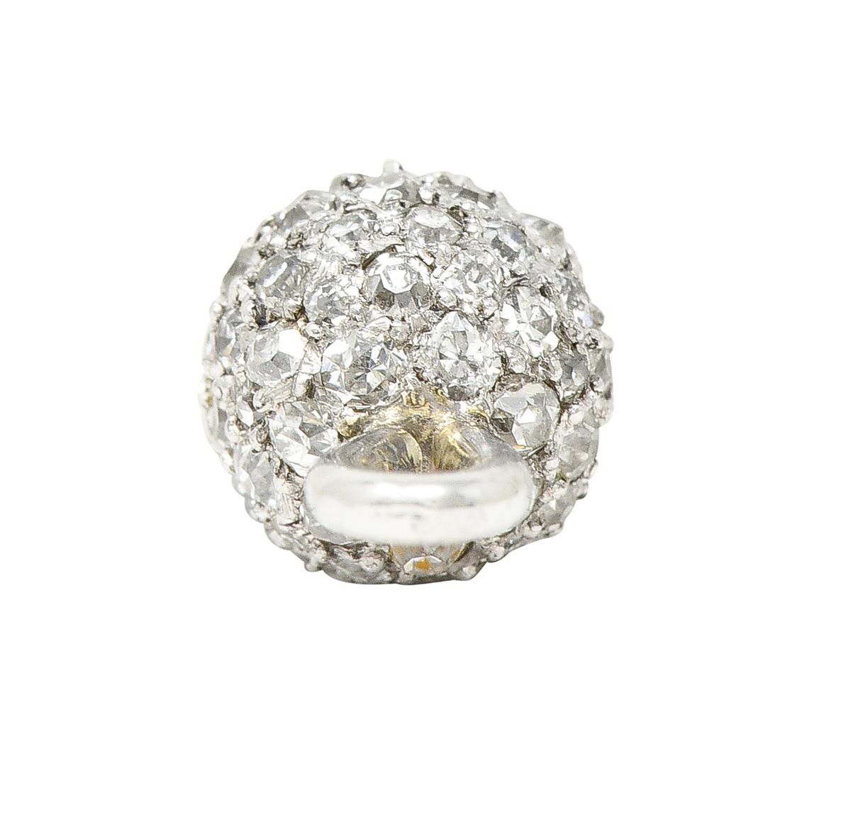 Women's or Men's Cartier Edwardian 1.00 Carat Pavé Diamond Platinum Antique Ball Charm