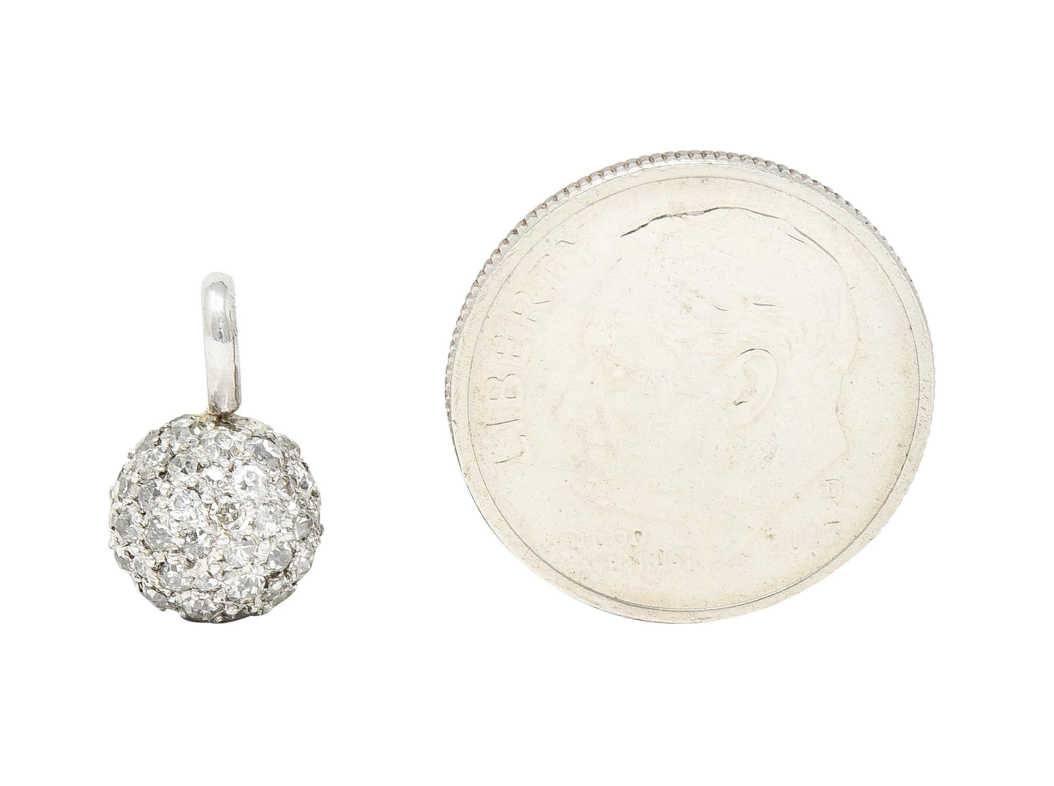Cartier Edwardian 1.00 Carat Pavé Diamond Platinum Antique Ball Charm 1