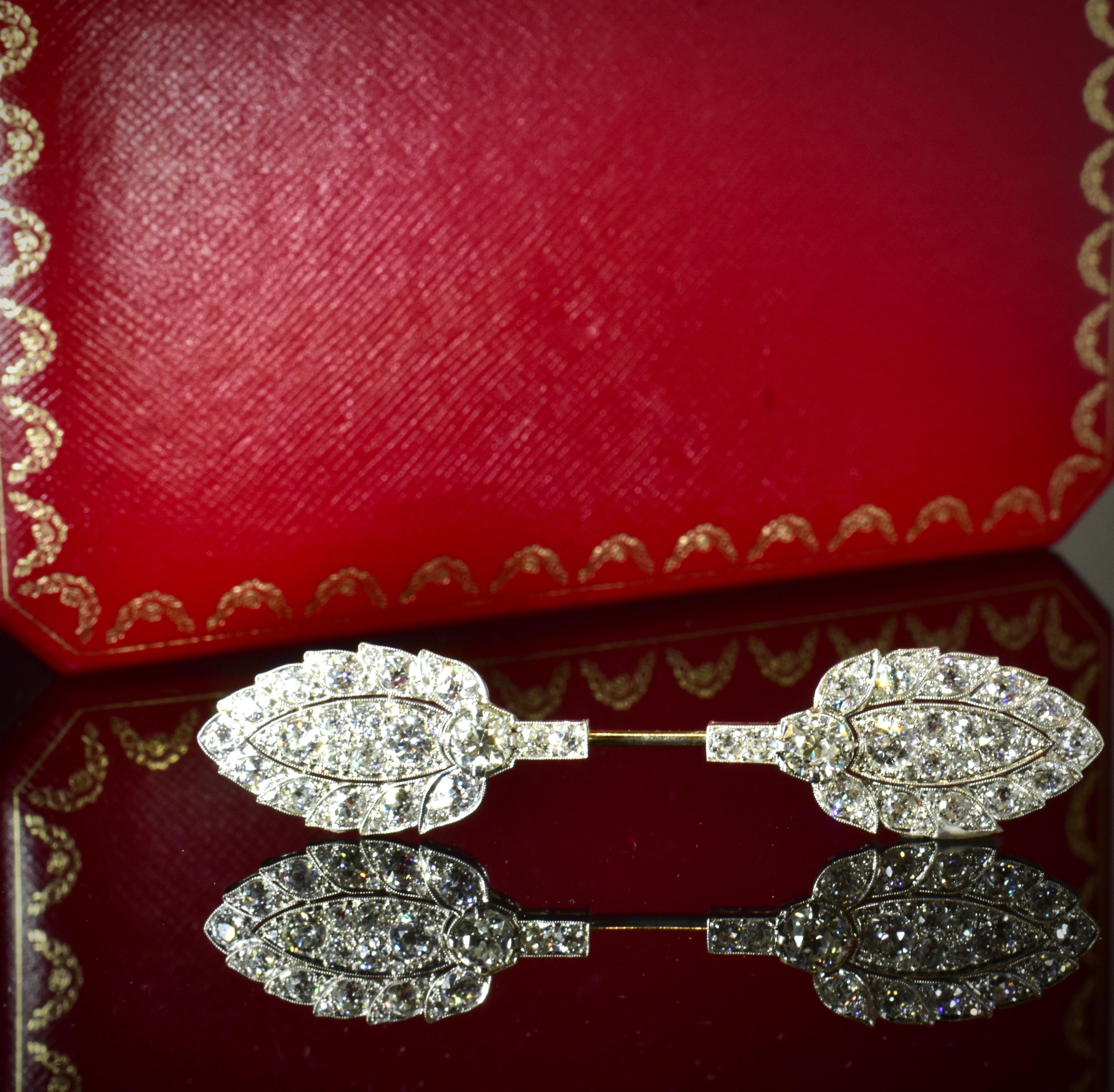 Women's or Men's Cartier Edwardian Diamond and Platinum Antique Jabot or Cliquet Pin, c. 1914