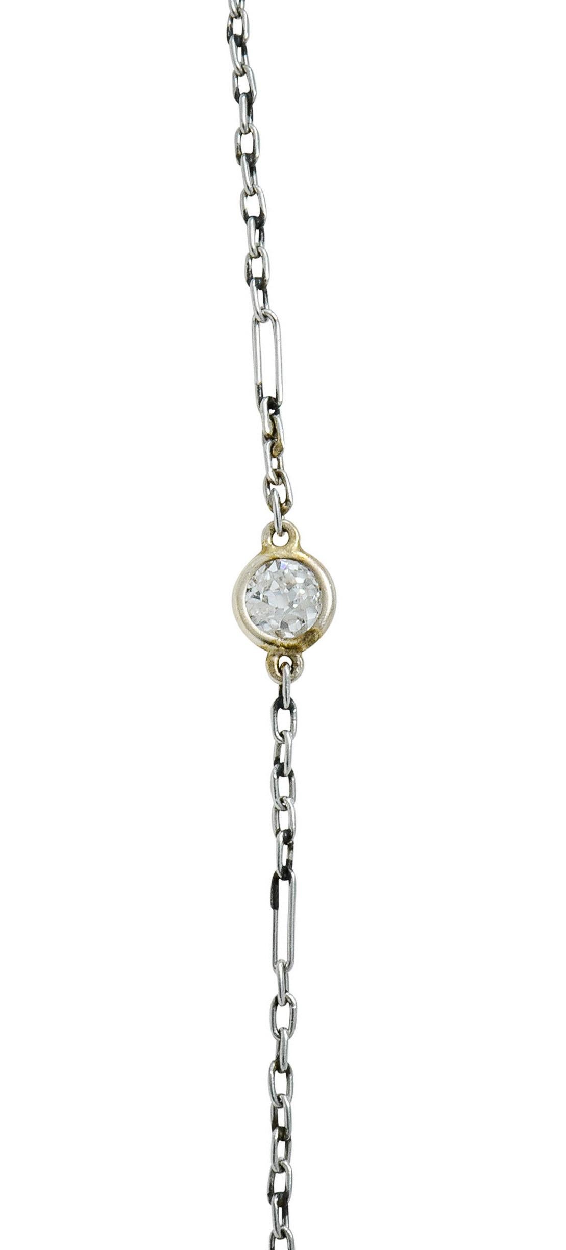 Cartier Edwardian Diamond Enamel Platinum 18 Karat Gold Watch Pendant Necklace 3